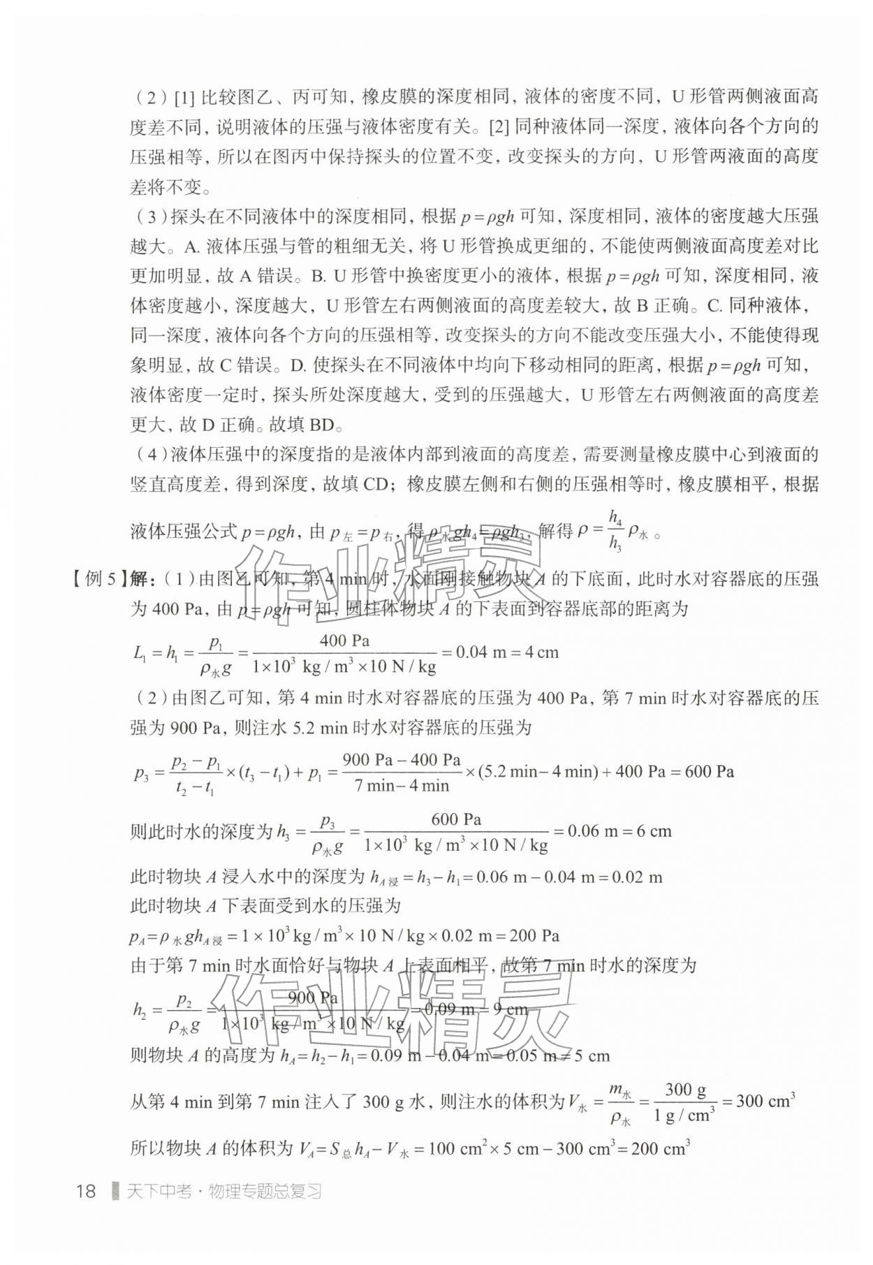 2026年天下中考专题总复习物理&nbsp;参考答案第18页