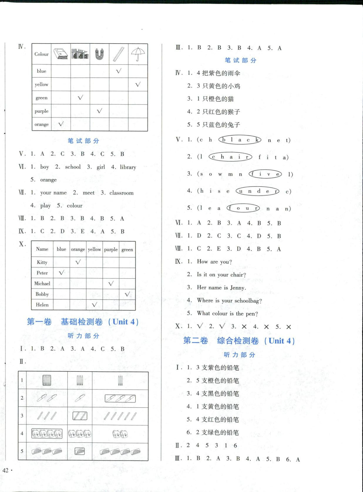 2025年单元检测卷三年级英语上册冀教版 第4页
