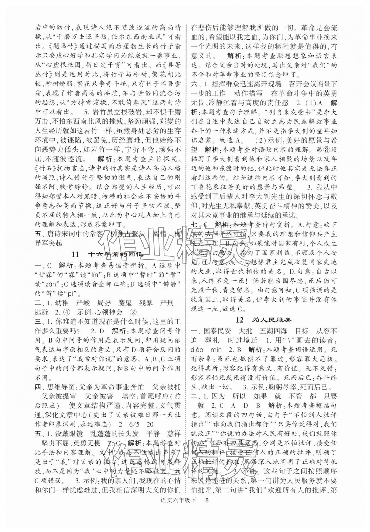 2025年經(jīng)綸學(xué)典提高班六年級語文下冊人教版江蘇專版 第8頁