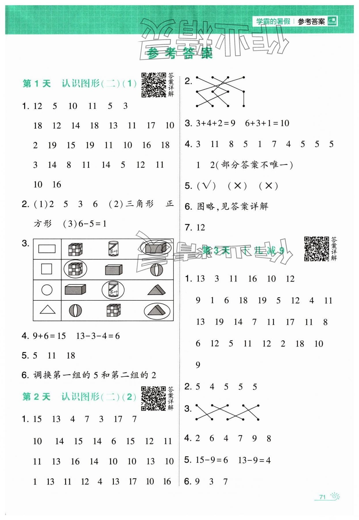 2024年學霸的暑假計算暑期大通關(guān)一升二數(shù)學人教版 第1頁