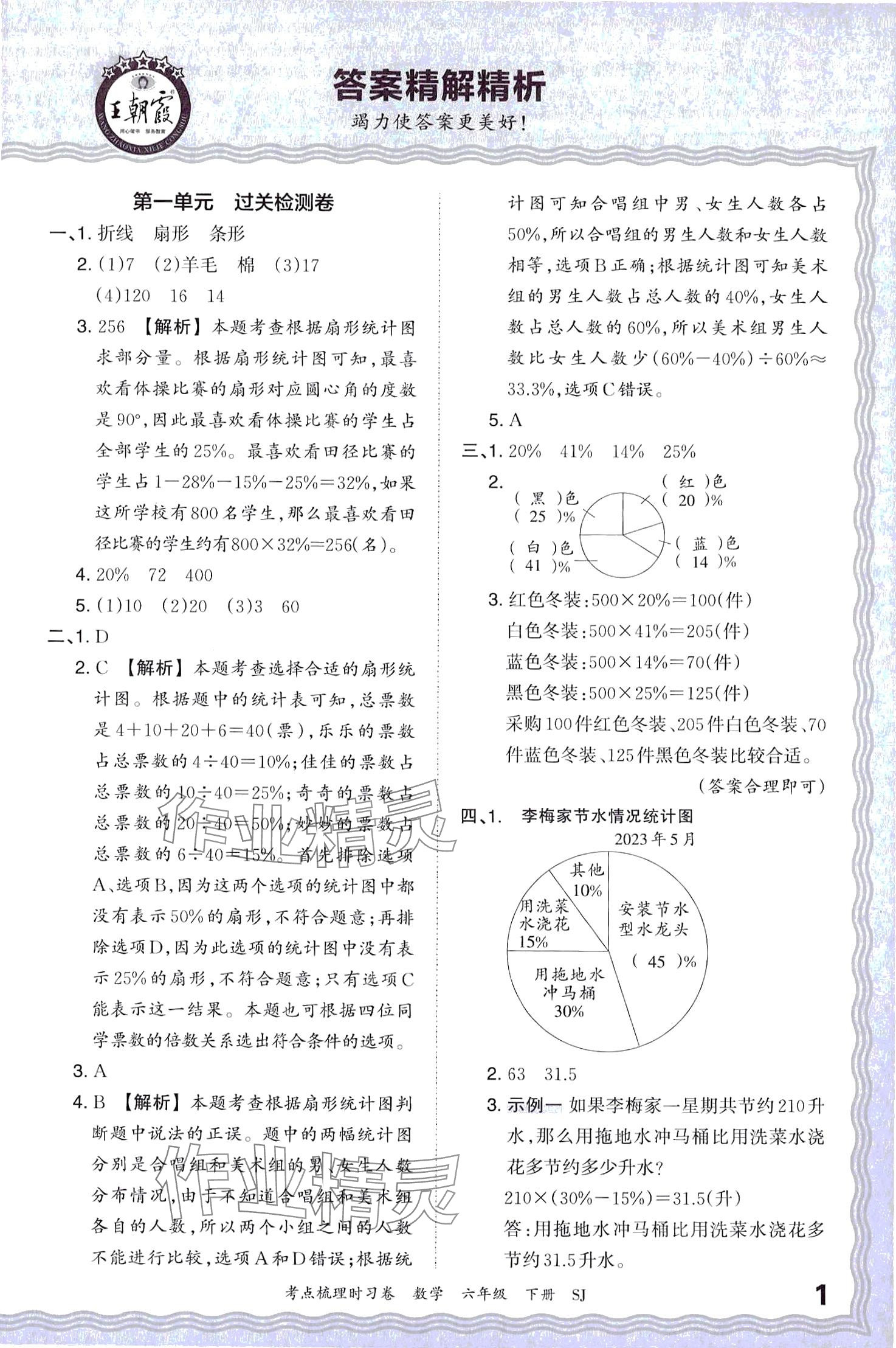 2024年王朝霞考點梳理時習卷六年級數(shù)學下冊蘇教版 第1頁