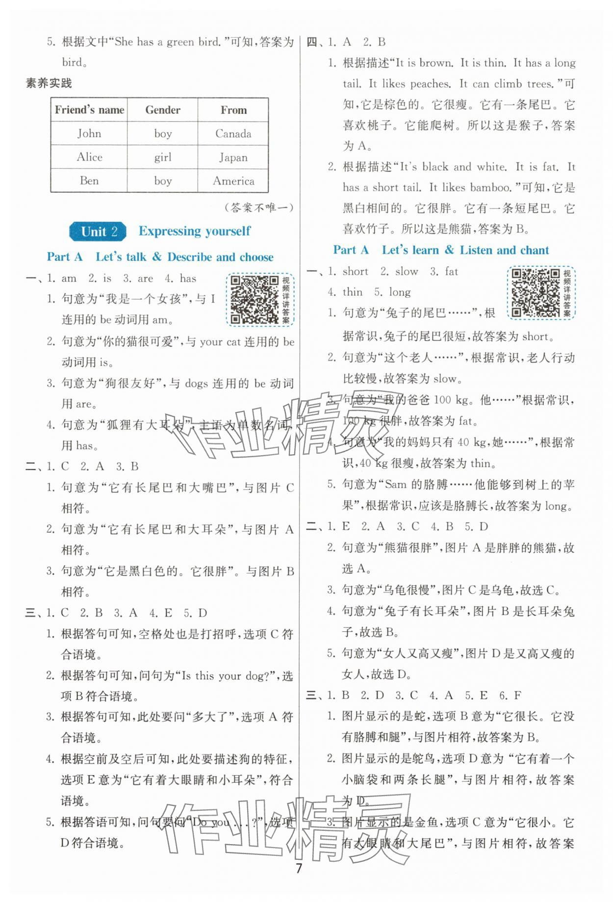 2025年1課3練三年級英語下冊人教版 參考答案第7頁