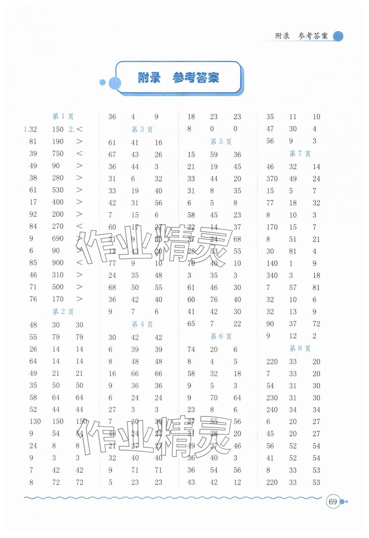 2025年黄冈小状元口算速算练习册三年级数学上册人教版广东专版 第1页