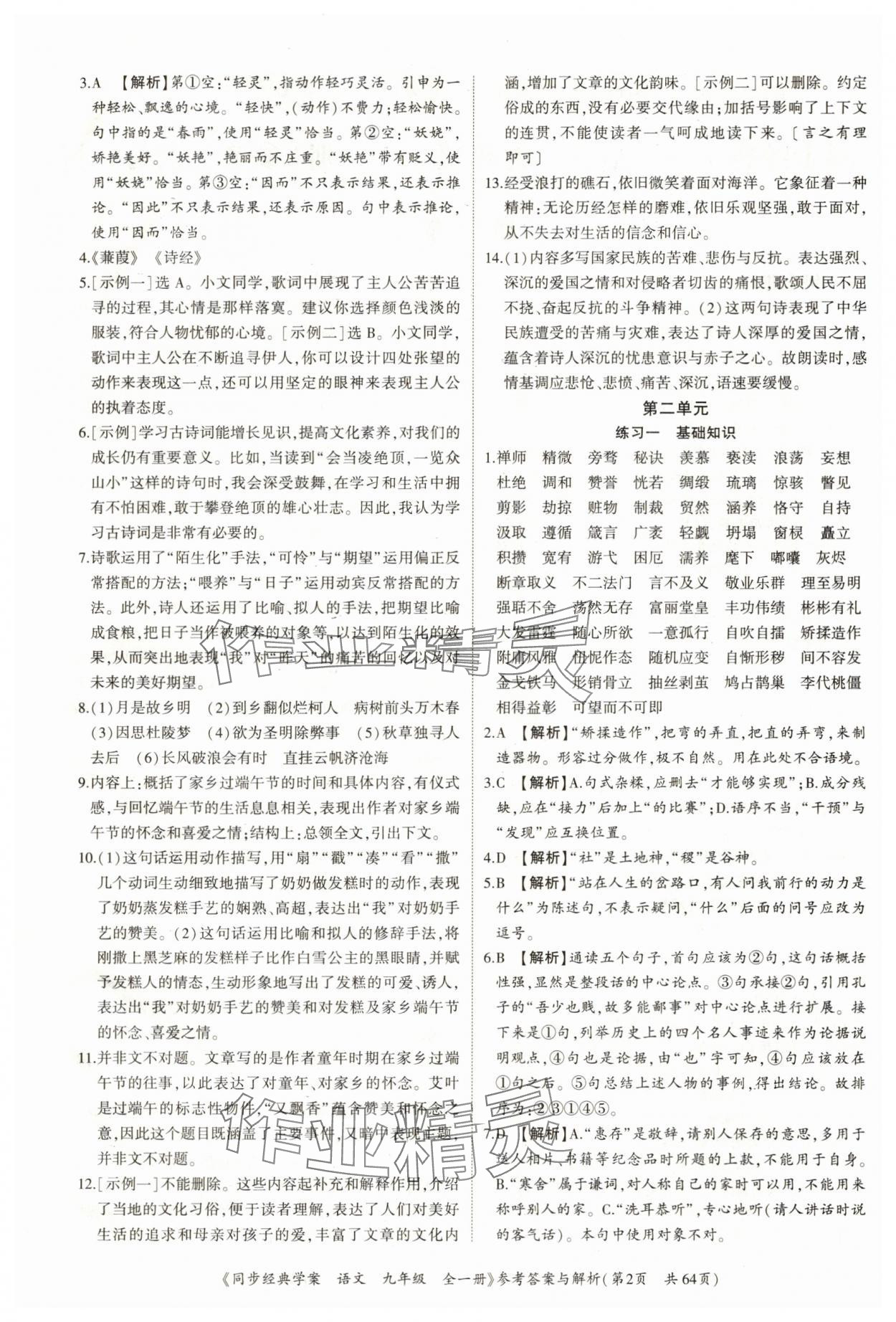 2025年同步经典学案九年级语文全一册人教版深圳专版 第2页