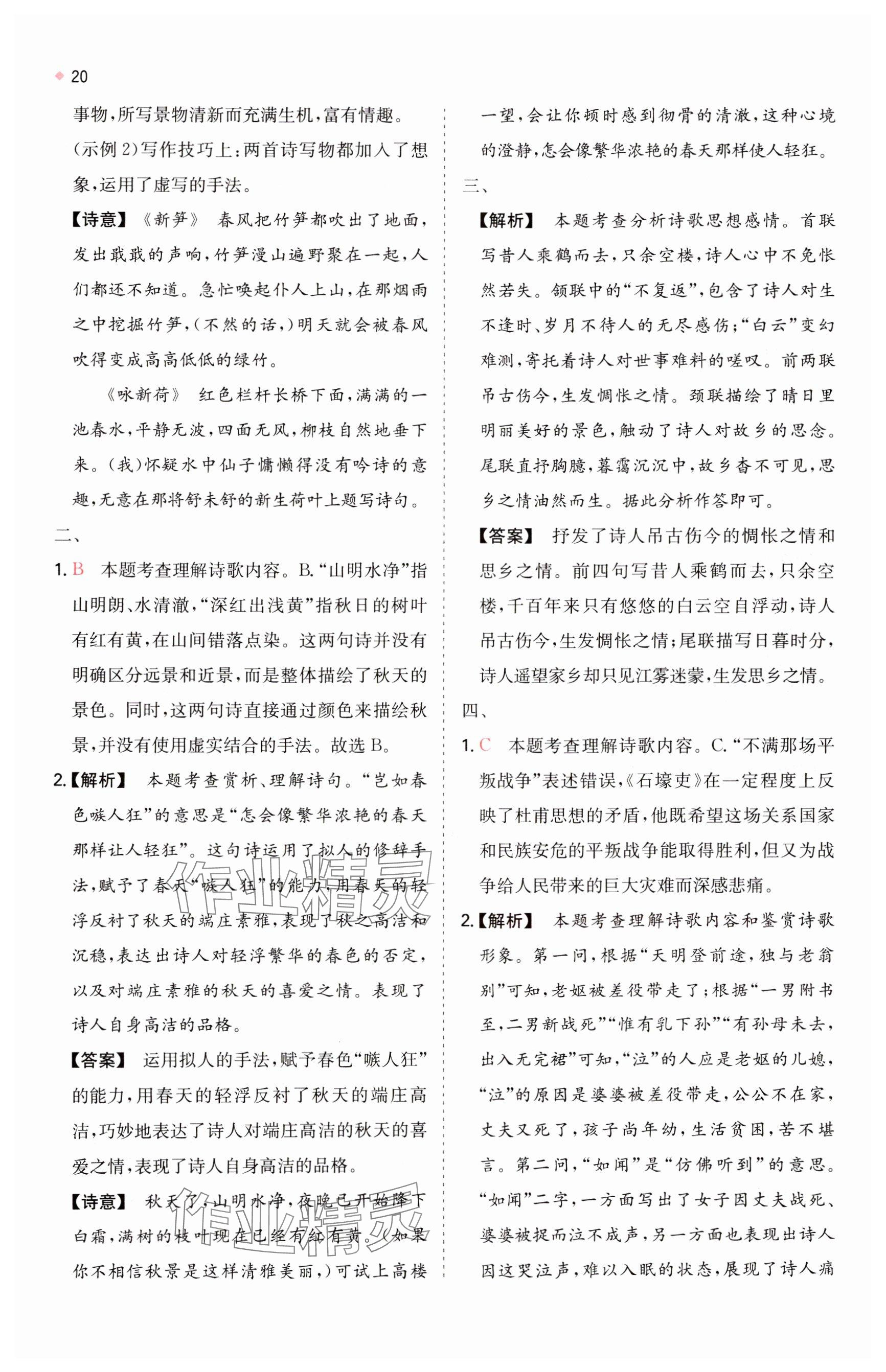 2025年一本中考訓(xùn)練方案語(yǔ)文 參考答案第20頁(yè)