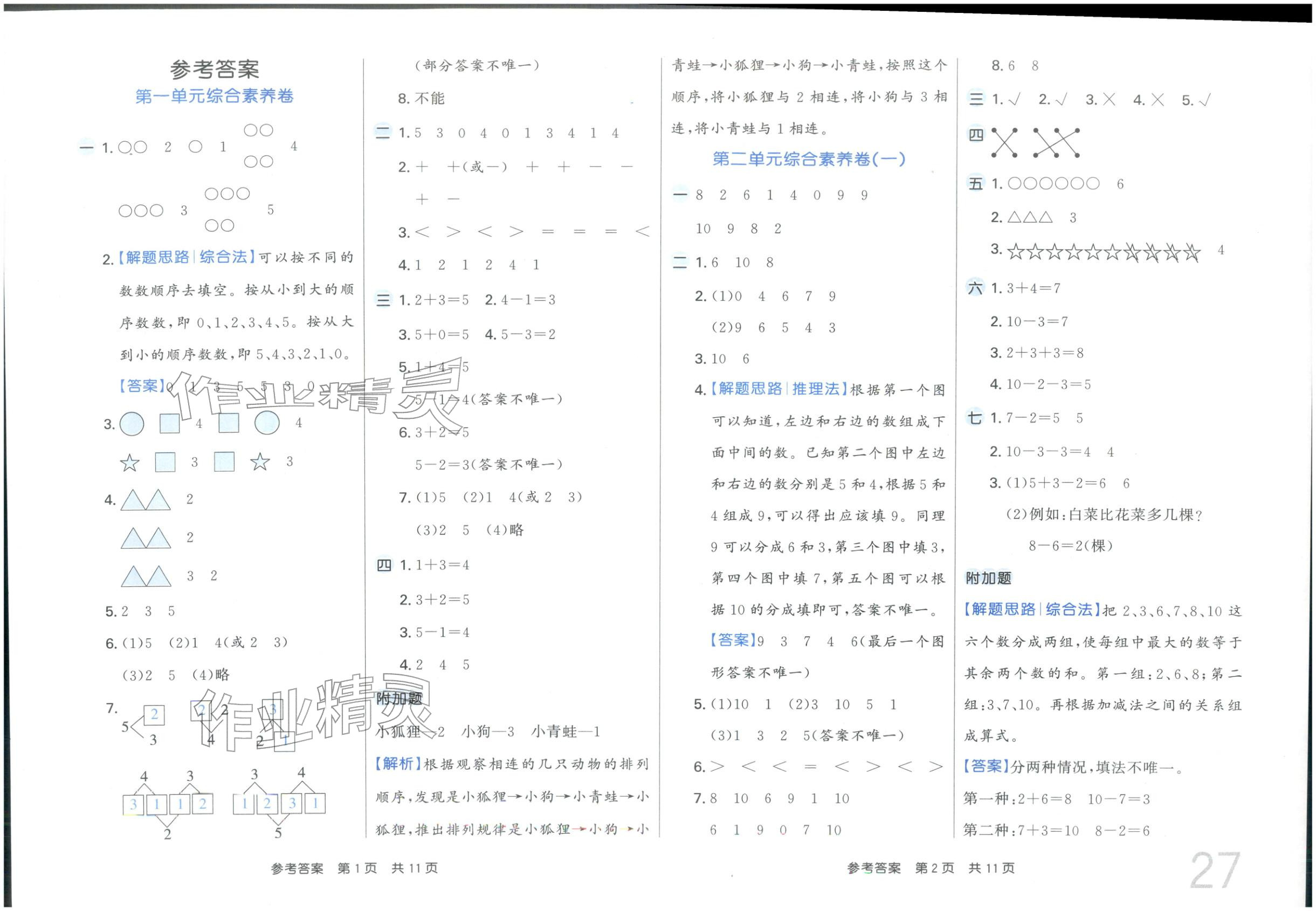 2025年非常好卷一年级数学上册人教版 第1页
