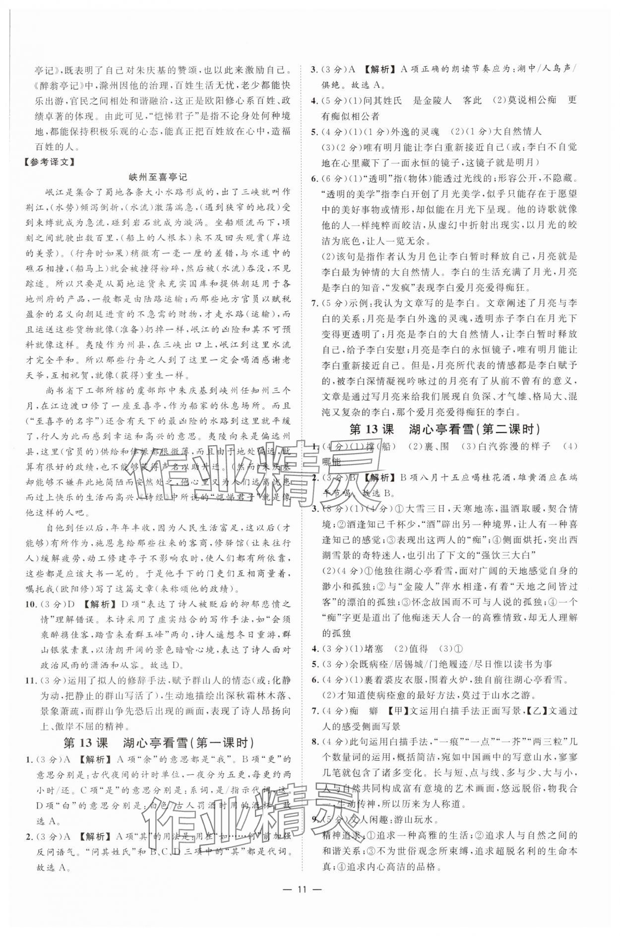 2025年全效學(xué)習(xí)九年級(jí)語文上下冊(cè)人教版 參考答案第10頁