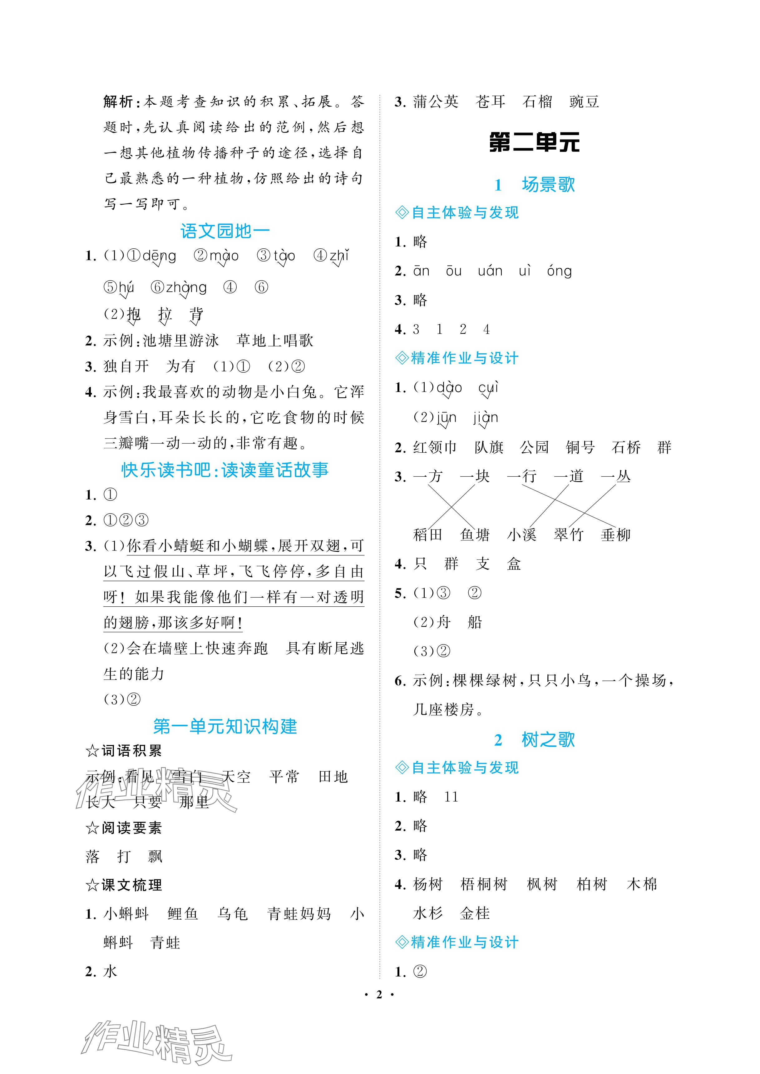 2024年新課程學(xué)習(xí)指導(dǎo)海南出版社二年級語文上冊人教版 參考答案第2頁