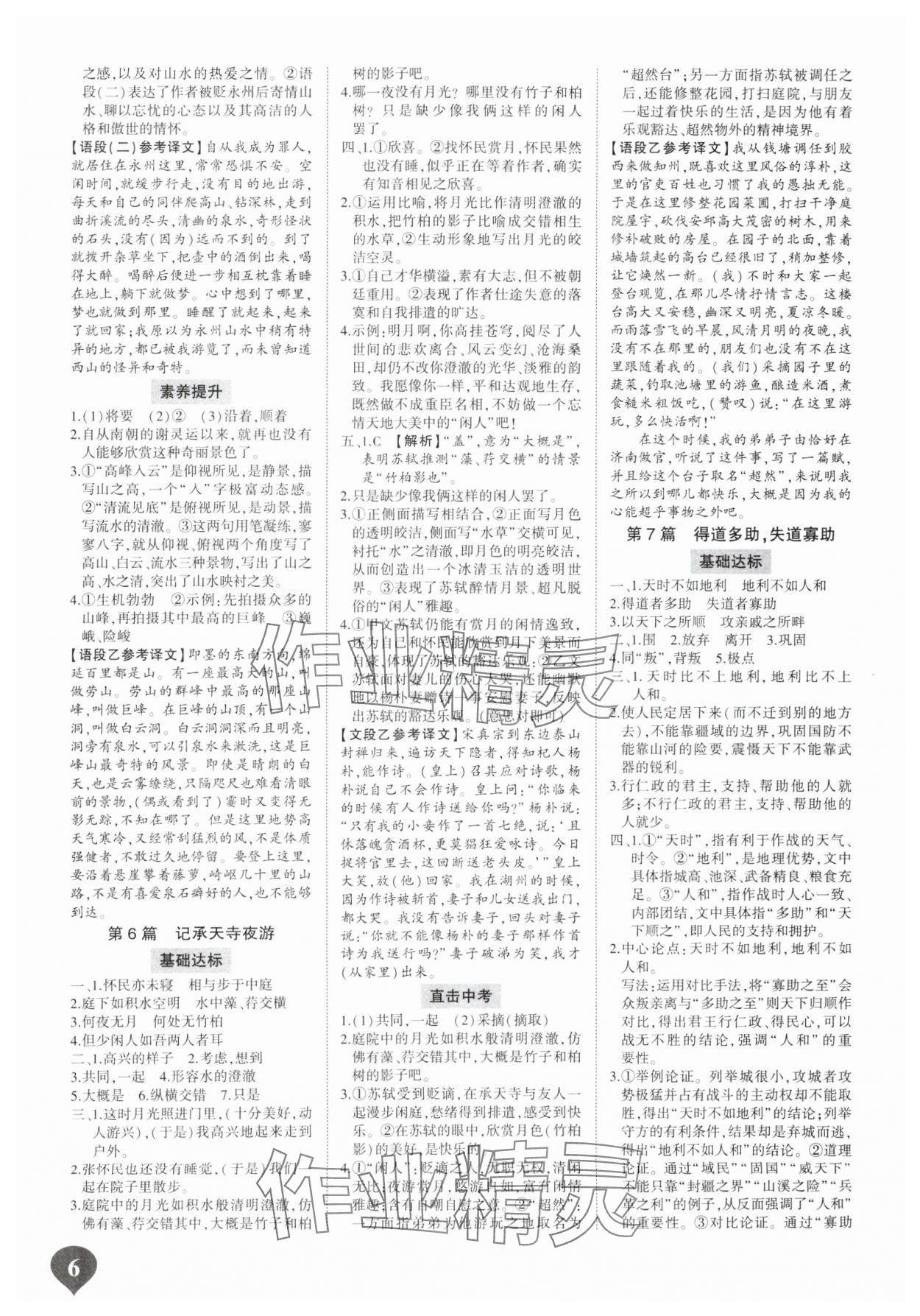 2025年中考古詩文閱讀河南專版 參考答案第5頁