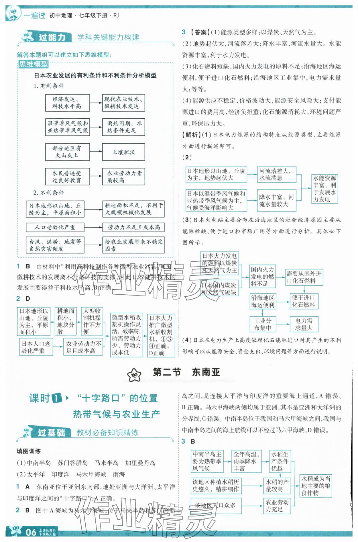 2025年一遍過七年級地理下冊人教版 參考答案第6頁