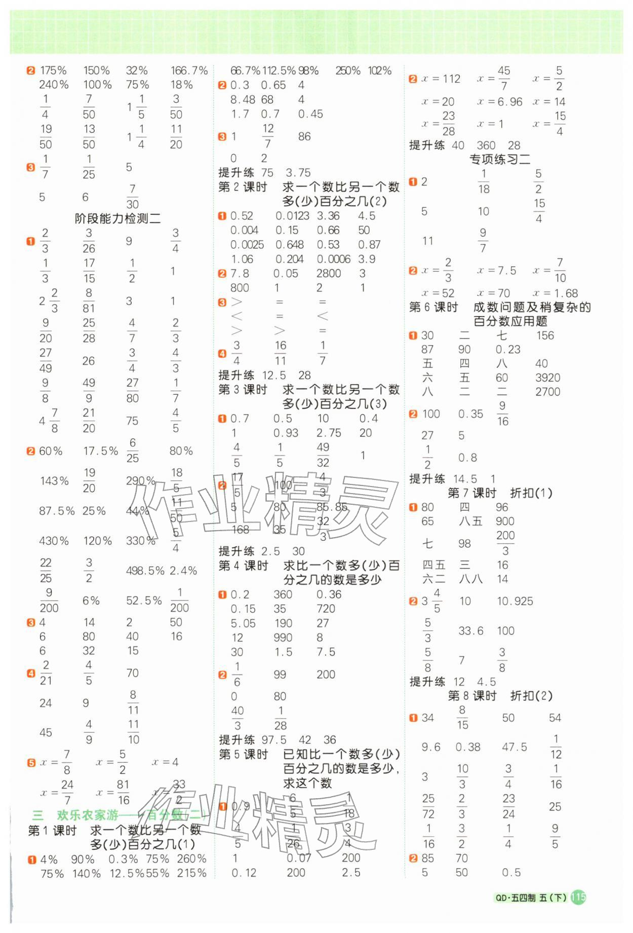 2026年阳光同学计算小达人五年级数学下册青岛版54制&nbsp;第3页