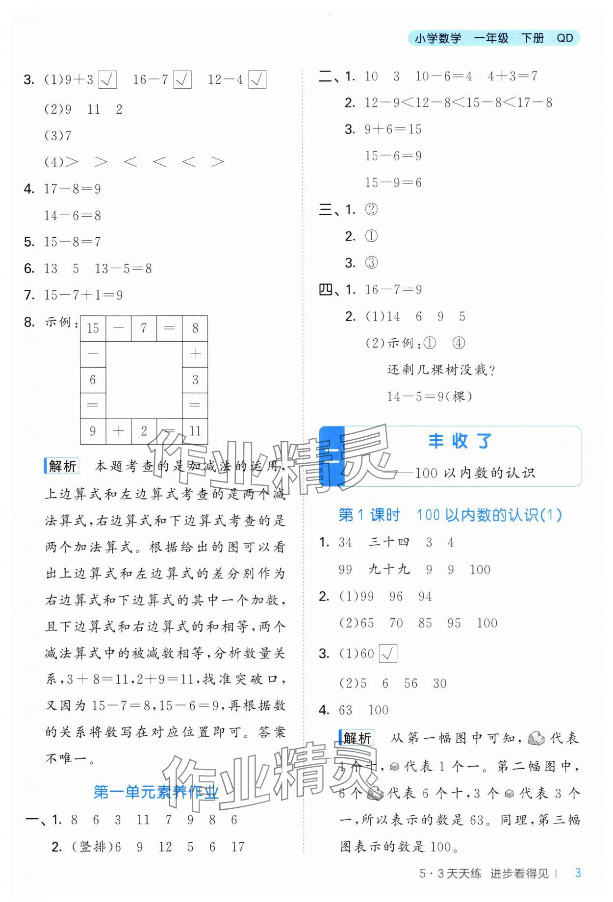 2025年53天天練一年級數(shù)學(xué)下冊青島版 第3頁