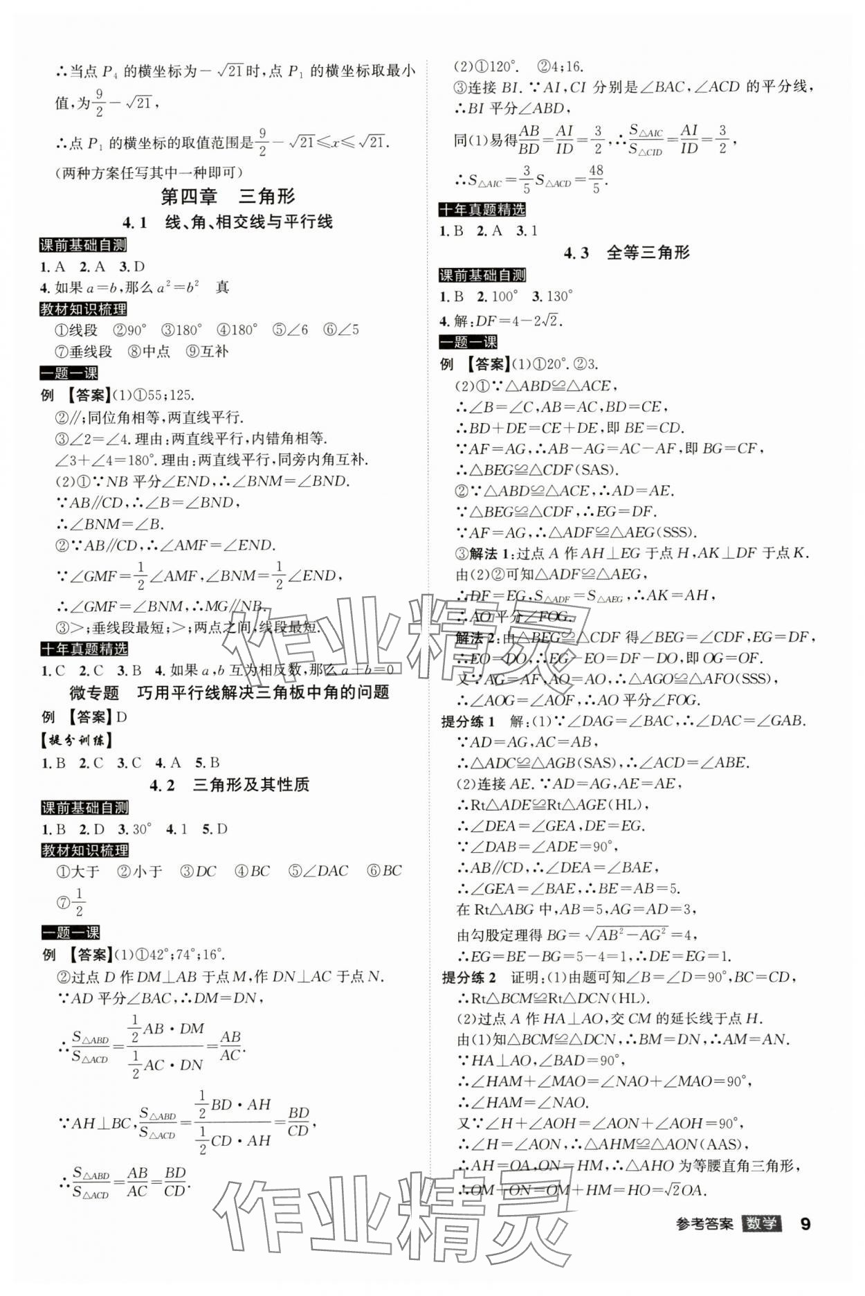 2025年中考總復(fù)習(xí)名師A計(jì)劃數(shù)學(xué)中考 參考答案第9頁(yè)