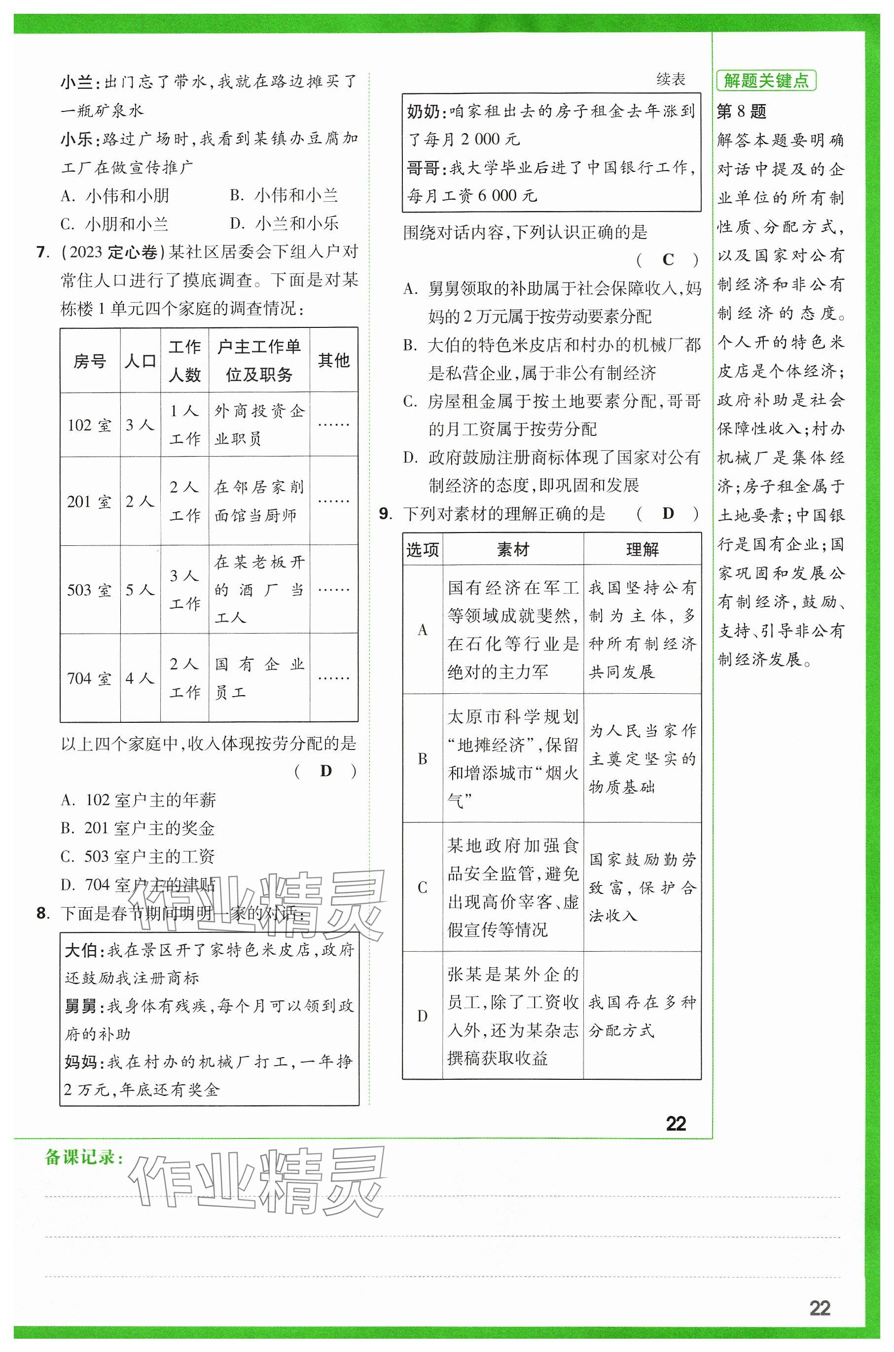 2024年萬唯中考試題研究道德與法治山西專版 參考答案第23頁