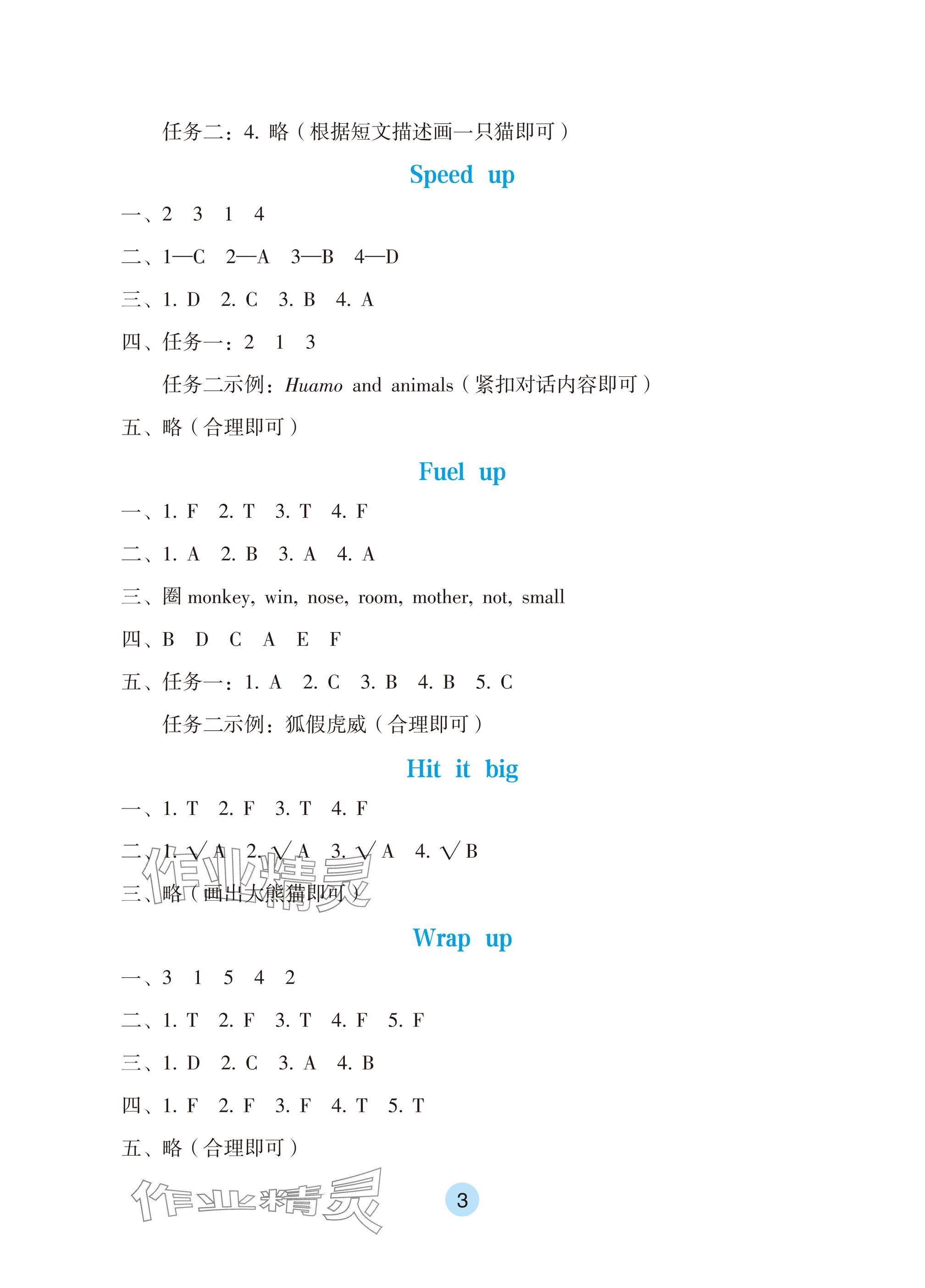 2025年學生基礎性作業三年級英語下冊外研版 參考答案第3頁