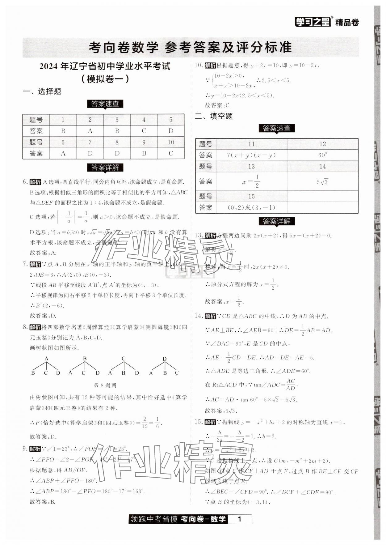 2024年領跑中考省模考向卷數學遼寧專版 第1頁