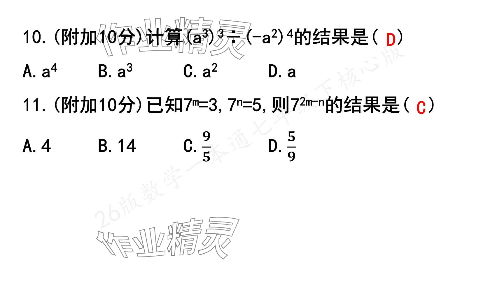 2025年一本通武漢出版社七年級(jí)數(shù)學(xué)下冊(cè)北師大版核心版 參考答案第14頁
