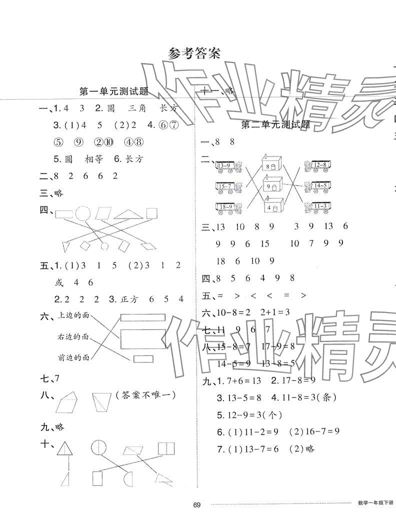 2024年同步練習(xí)冊配套單元自測卷一年級數(shù)學(xué)下冊人教版 第1頁