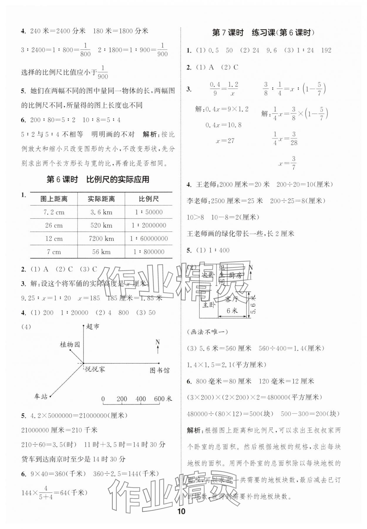 2025年通成學(xué)典課時(shí)作業(yè)本六年級數(shù)學(xué)下冊蘇教版蘇州專版 參考答案第10頁