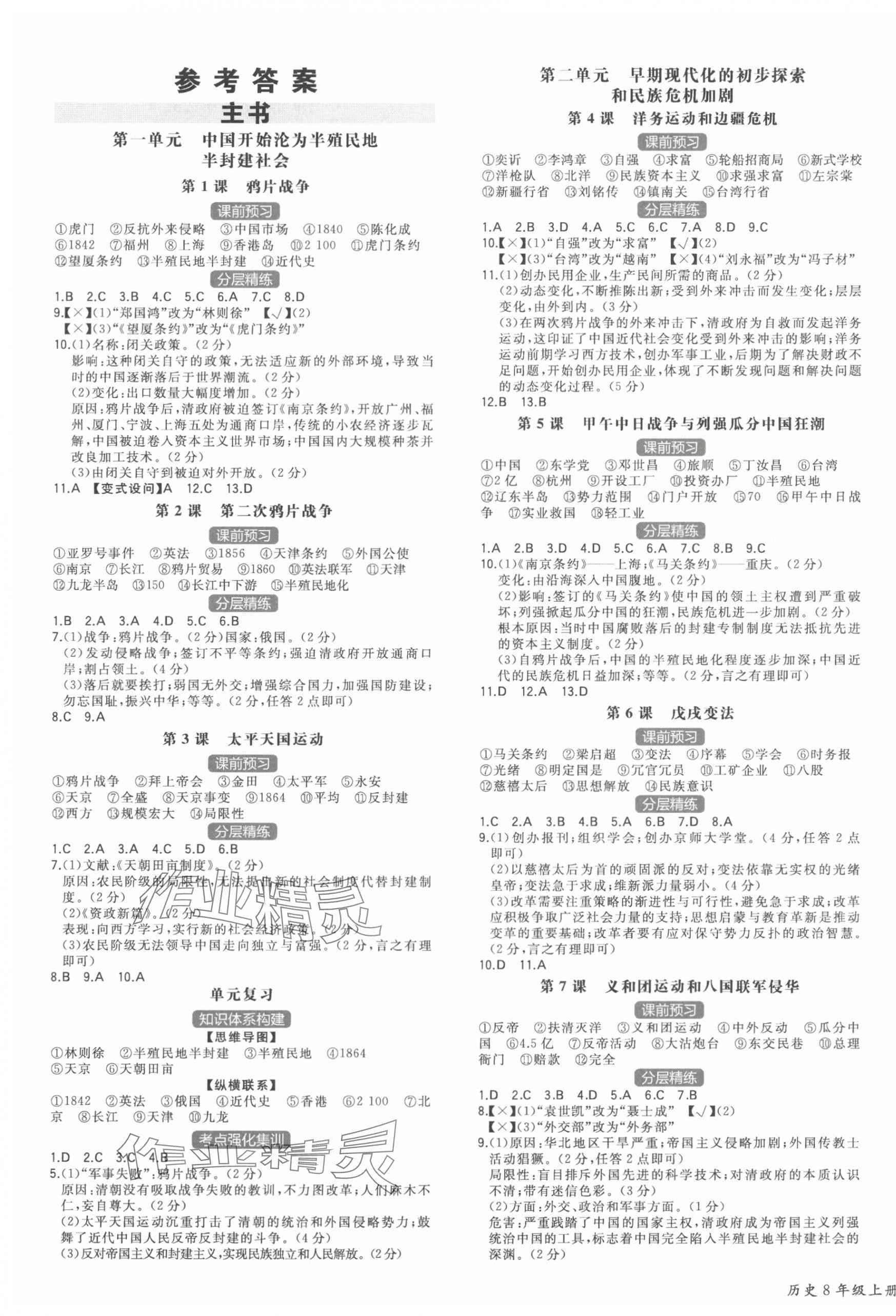 2025年一本八年级历史上册人教版安徽专版 第1页