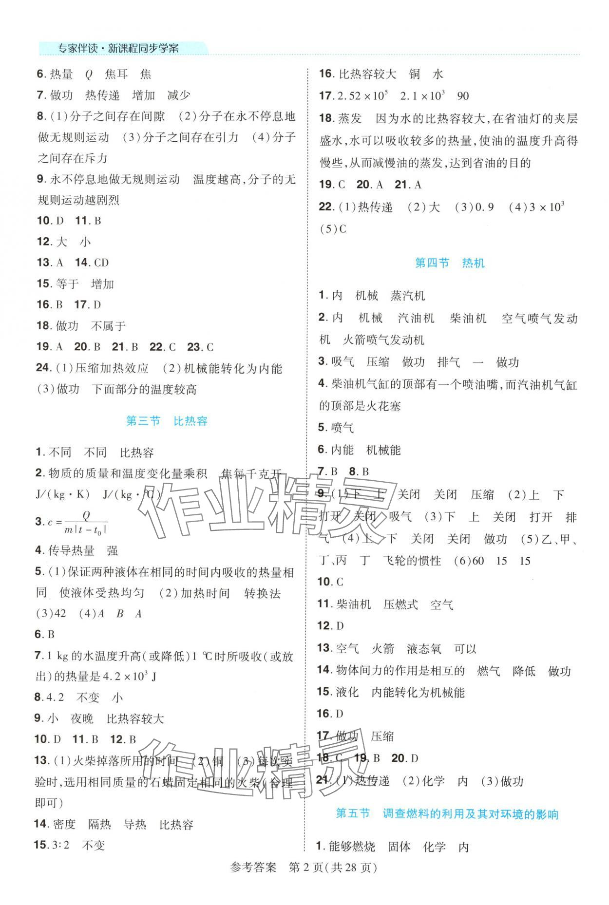 2025年新课程同步学案九年级物理全一册北师大版 第2页