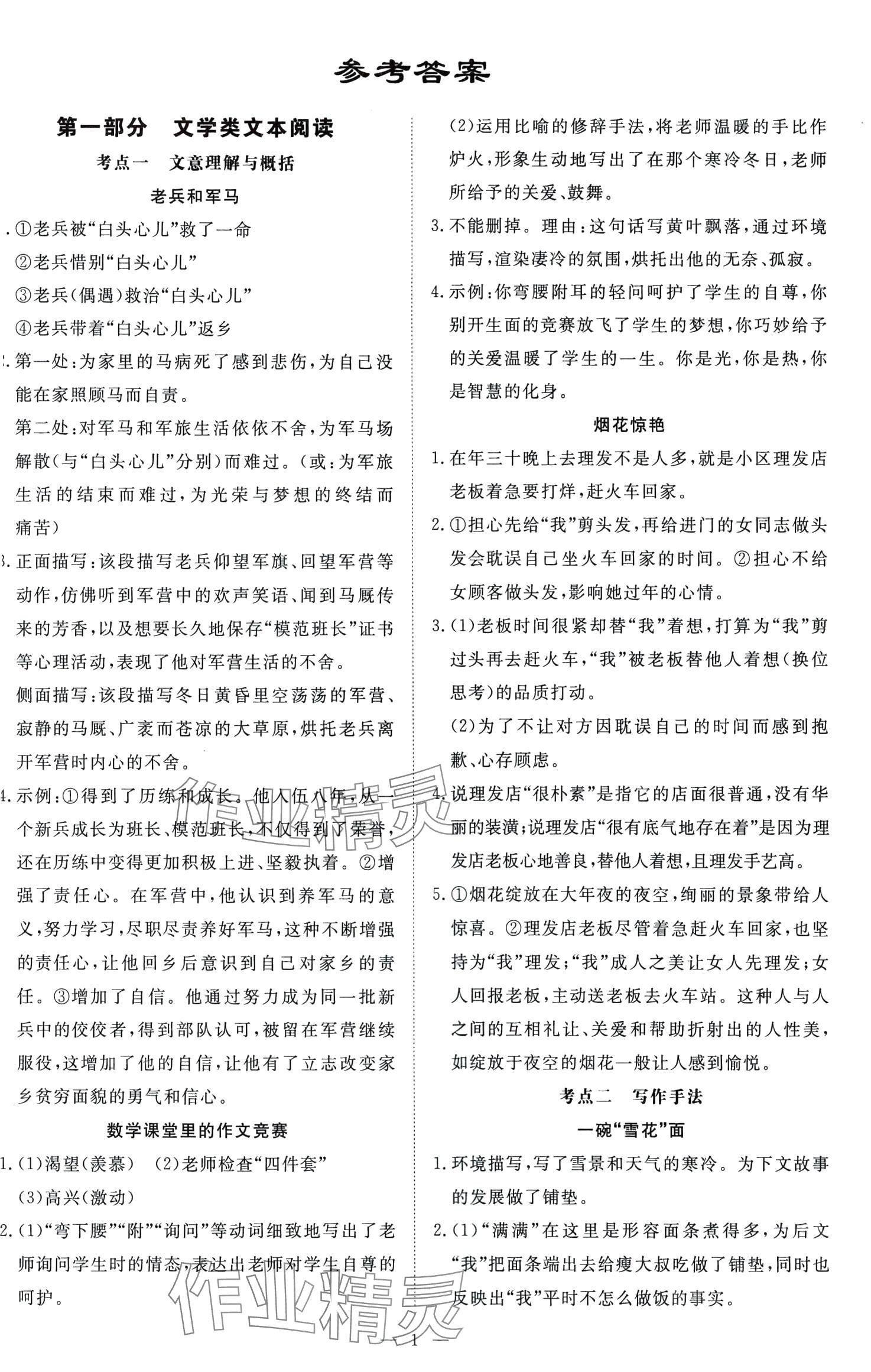 2024年初中現代文閱讀與訓練中考語文 第1頁