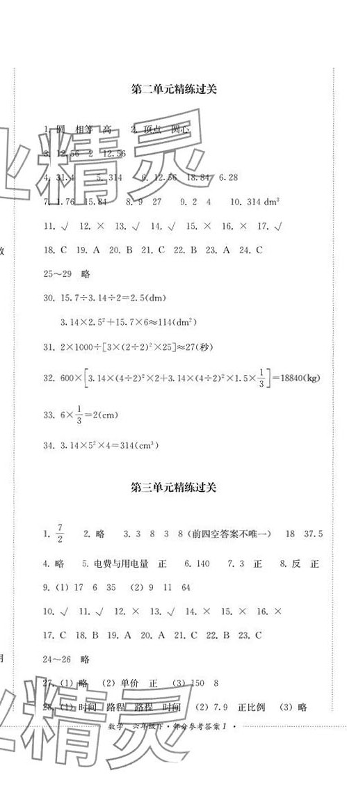 2024年精練過關四川教育出版社六年級數(shù)學下冊西師大版 第2頁