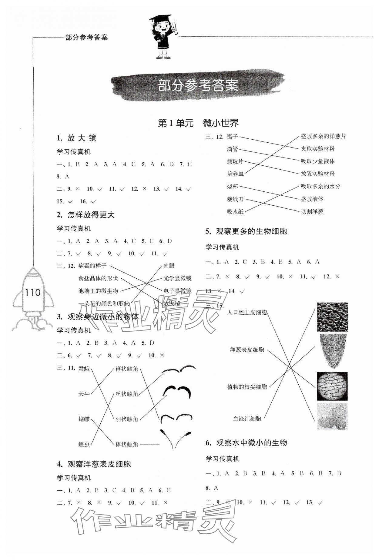 2024年小學(xué)科學(xué)習(xí)作六年級(jí)上冊(cè)教科版增強(qiáng)版 參考答案第1頁