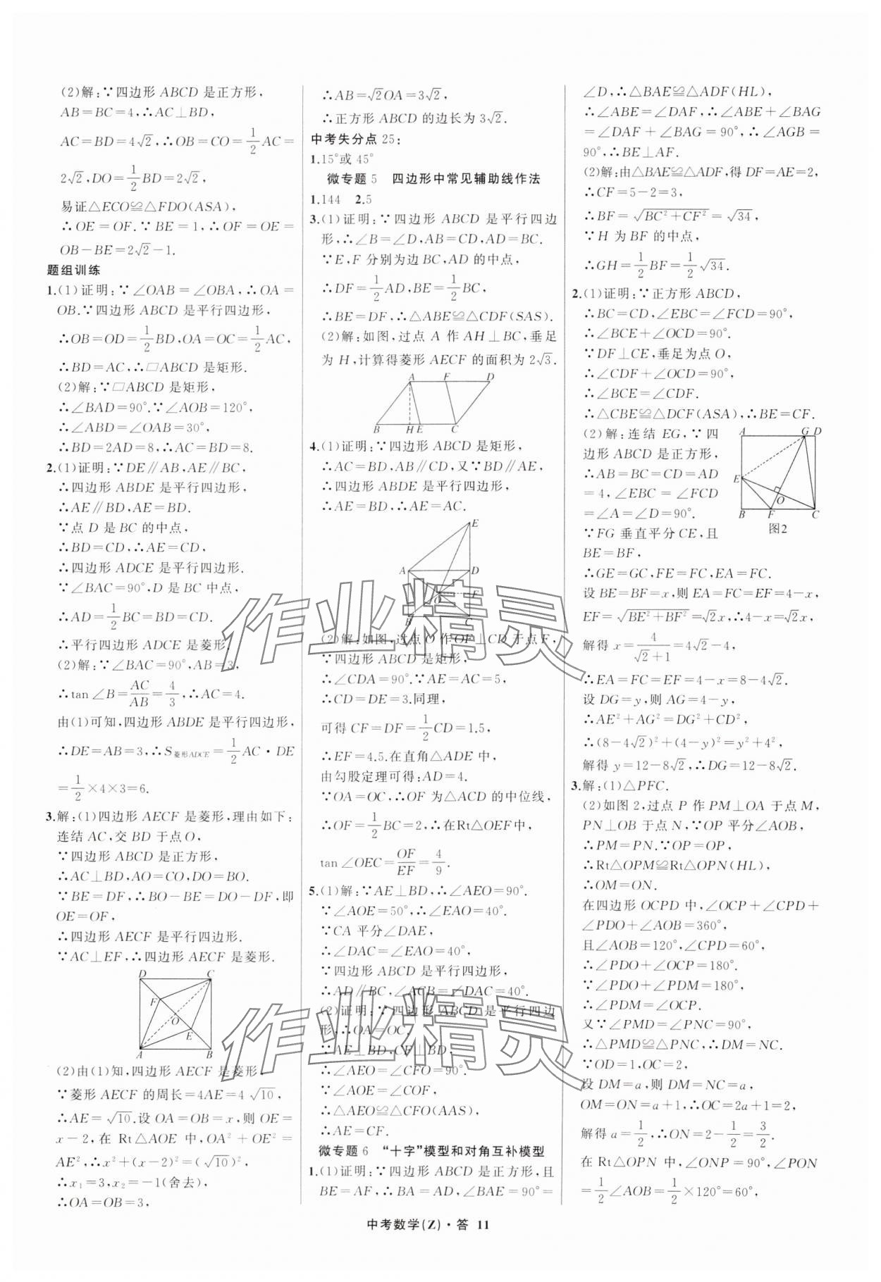 2025年名師面對面中考滿分特訓(xùn)方案數(shù)學浙江專版 參考答案第11頁