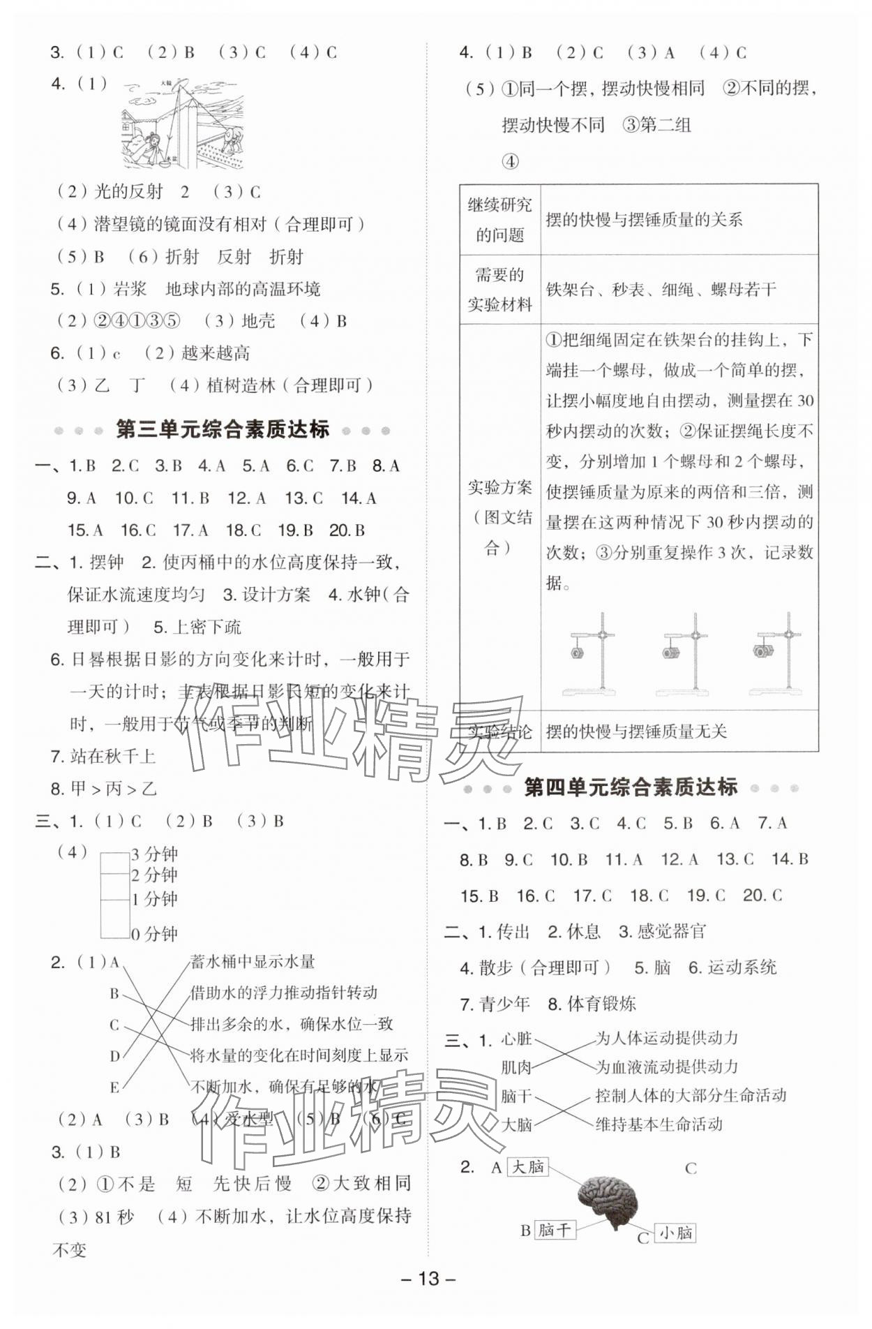 2024年綜合應(yīng)用創(chuàng)新題典中點(diǎn)五年級科學(xué)上冊教科版 參考答案第12頁