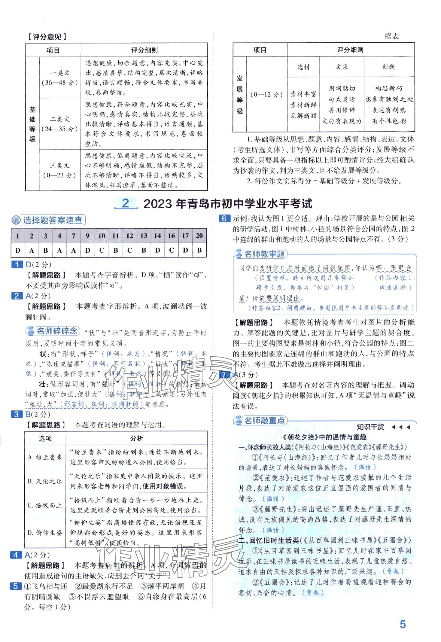 2024年金考卷中考45套匯編語(yǔ)文山東專版 第5頁(yè)