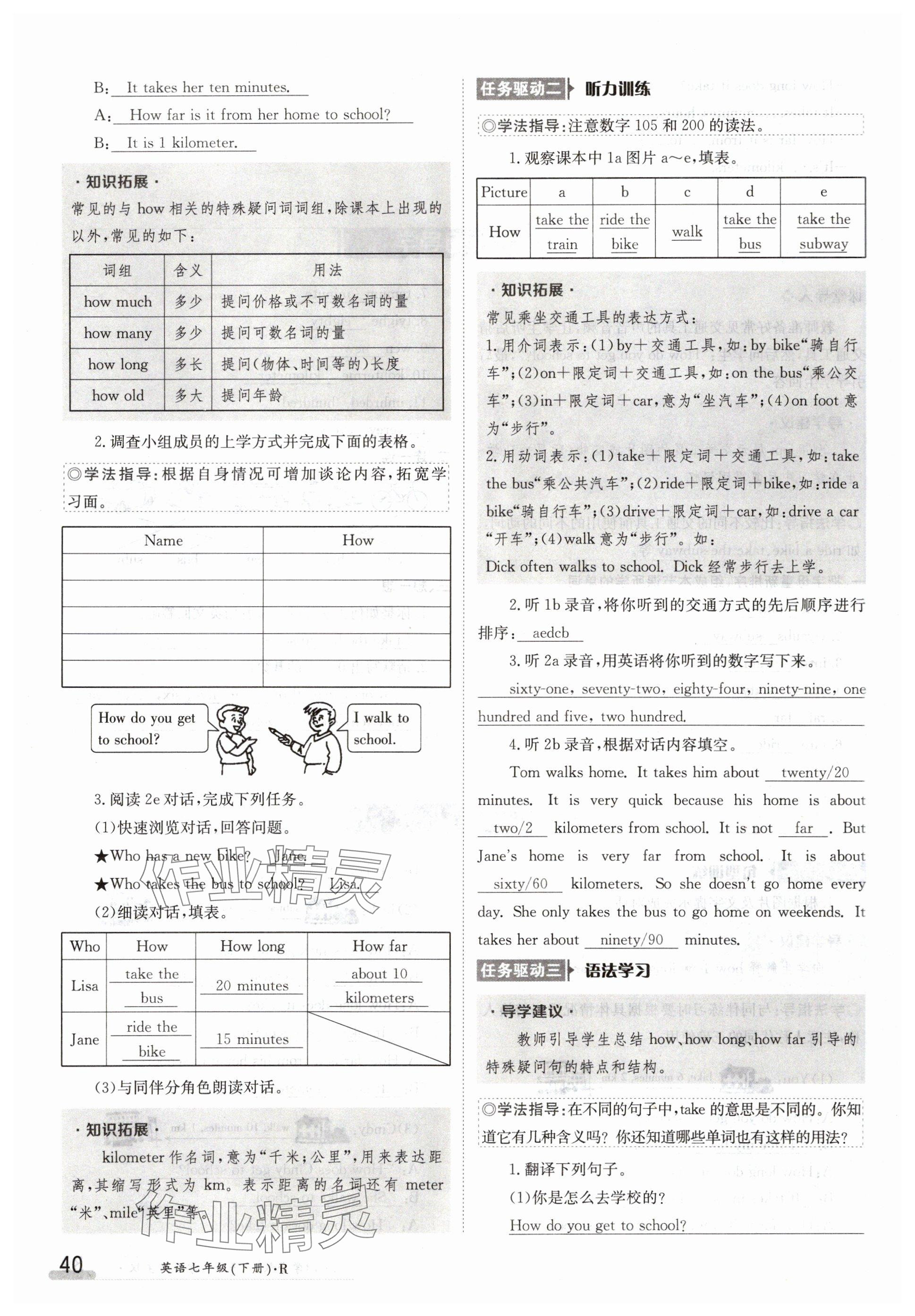 2024年金太陽導(dǎo)學(xué)案七年級(jí)英語下冊(cè)人教版 參考答案第40頁