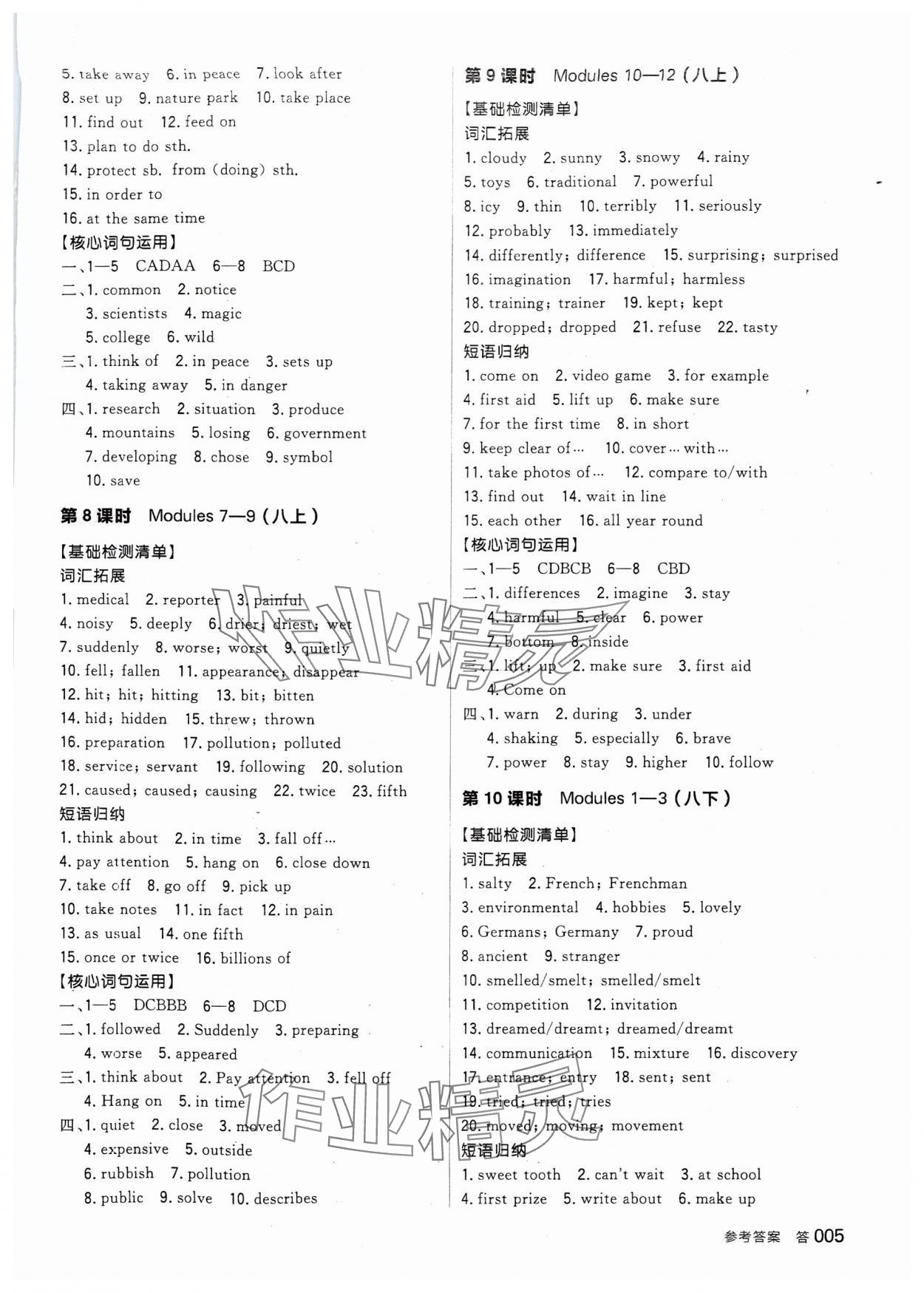 2024年全品中考復習方案英語天津?qū)０?nbsp;參考答案第4頁