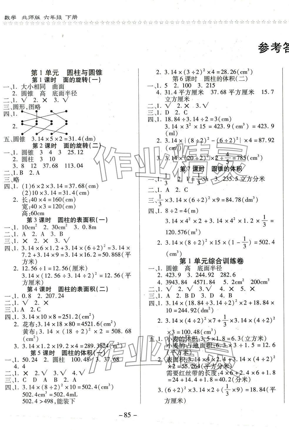 2024年優(yōu)佳隨堂練六年級數(shù)學(xué)下冊北師大版 第1頁