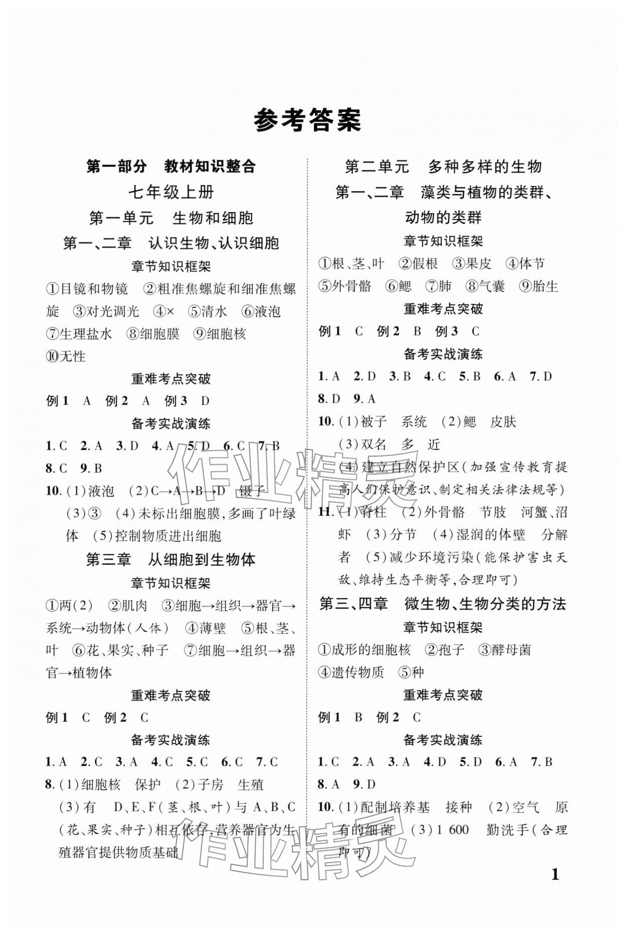 2026年优化指导中考总复习生物贵州专版&nbsp;第1页
