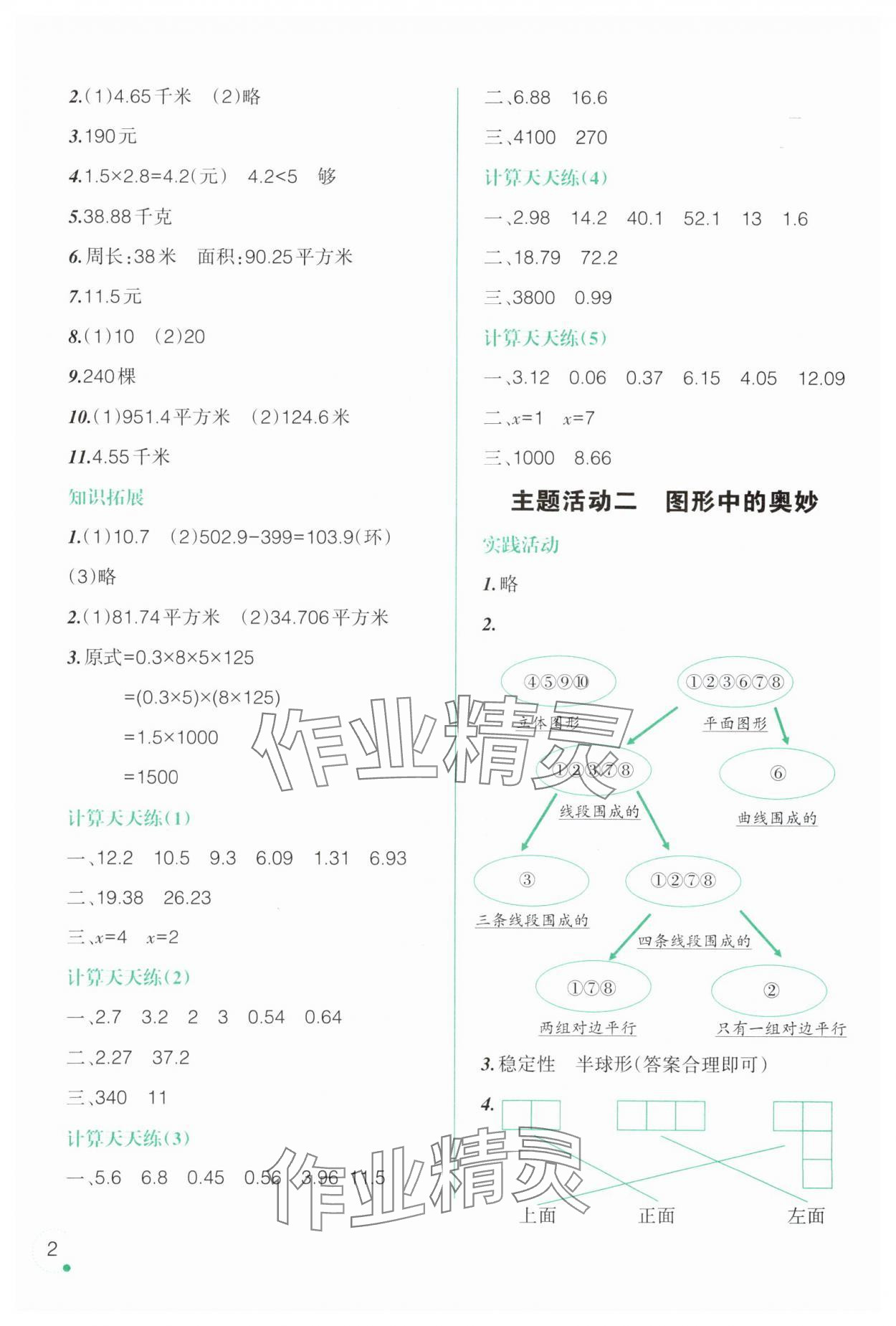 2025年暑假乐园辽宁师范大学出版社四年级数学 参考答案第2页