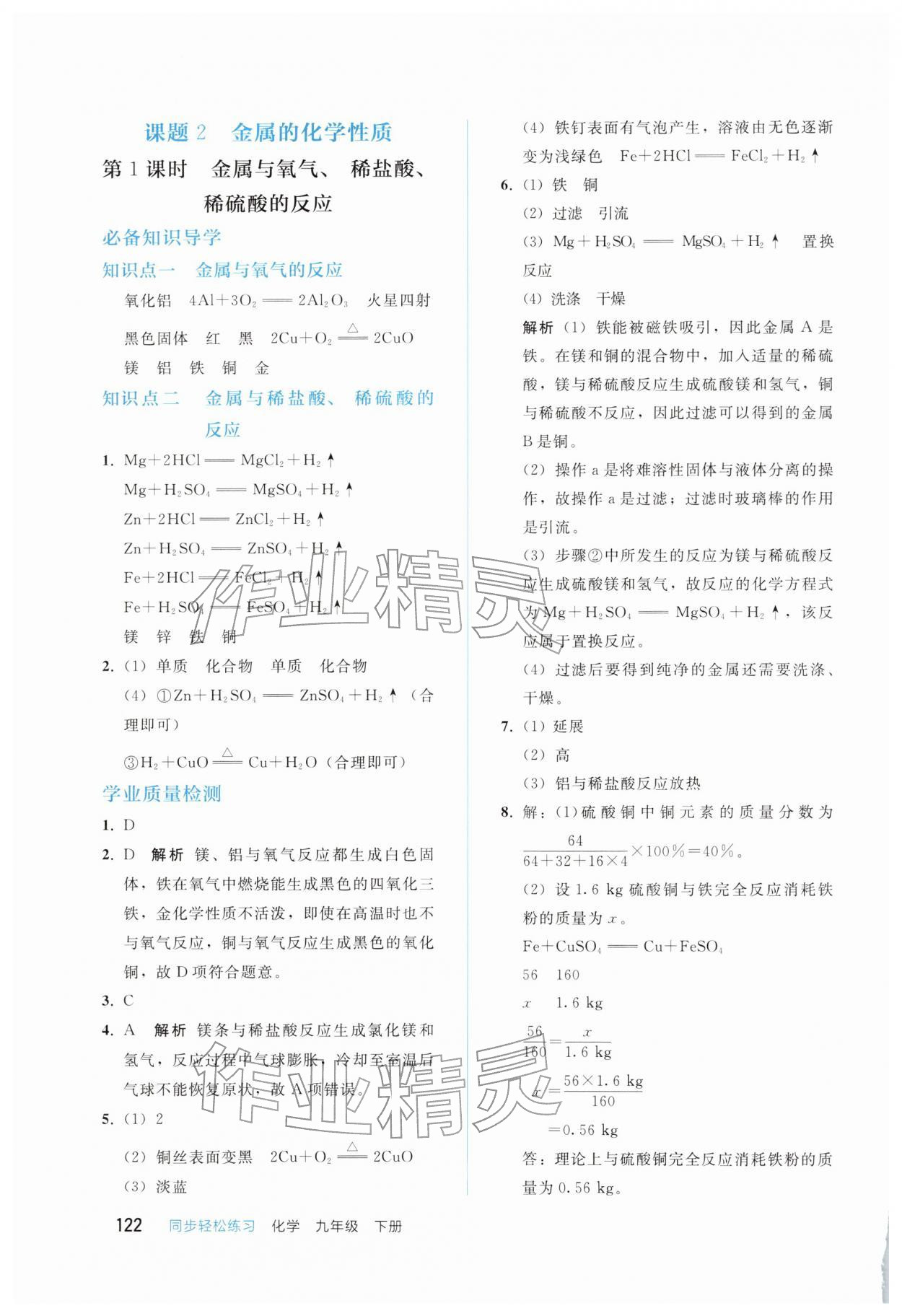 2026年同步轻松练习九年级化学下册人教版&nbsp;第2页