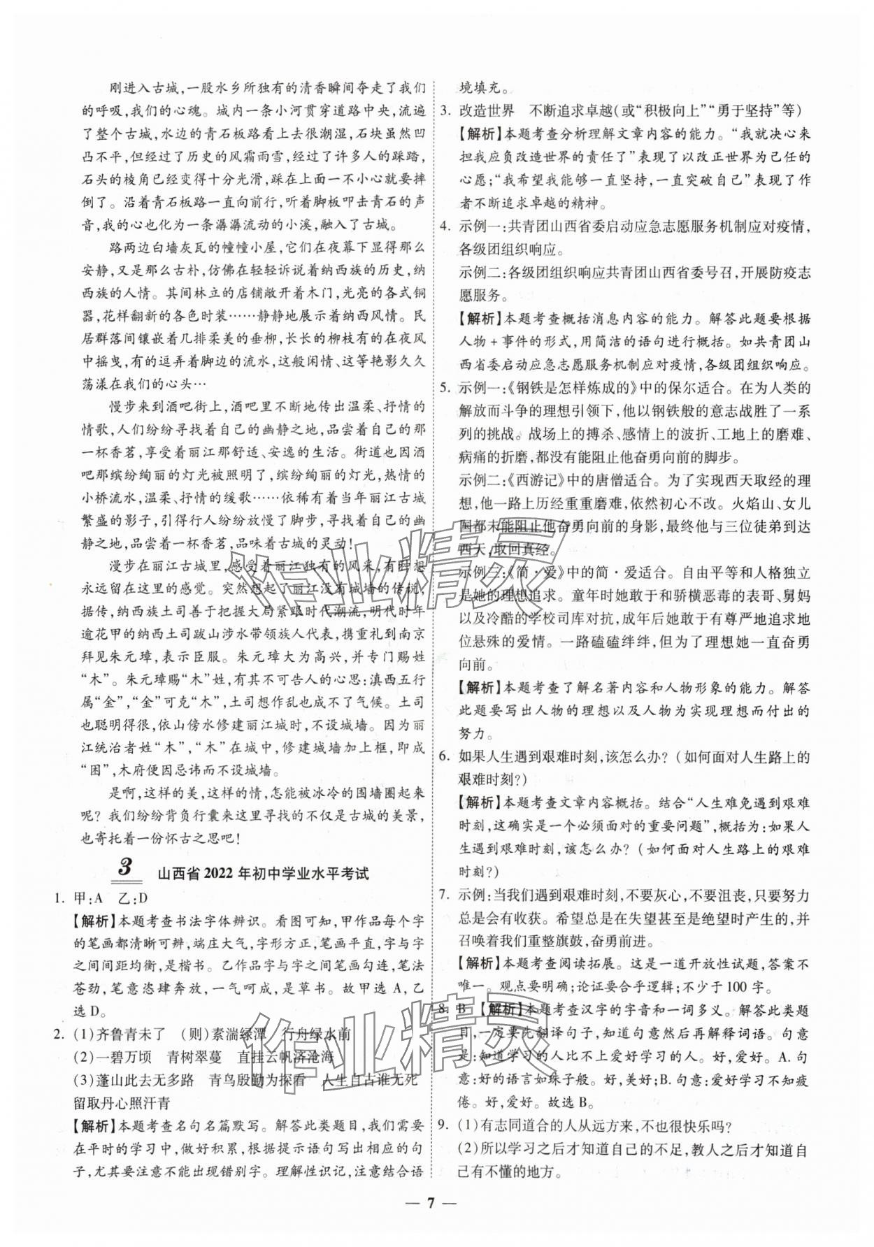 2025年圓夢六月語文山西專版 第7頁