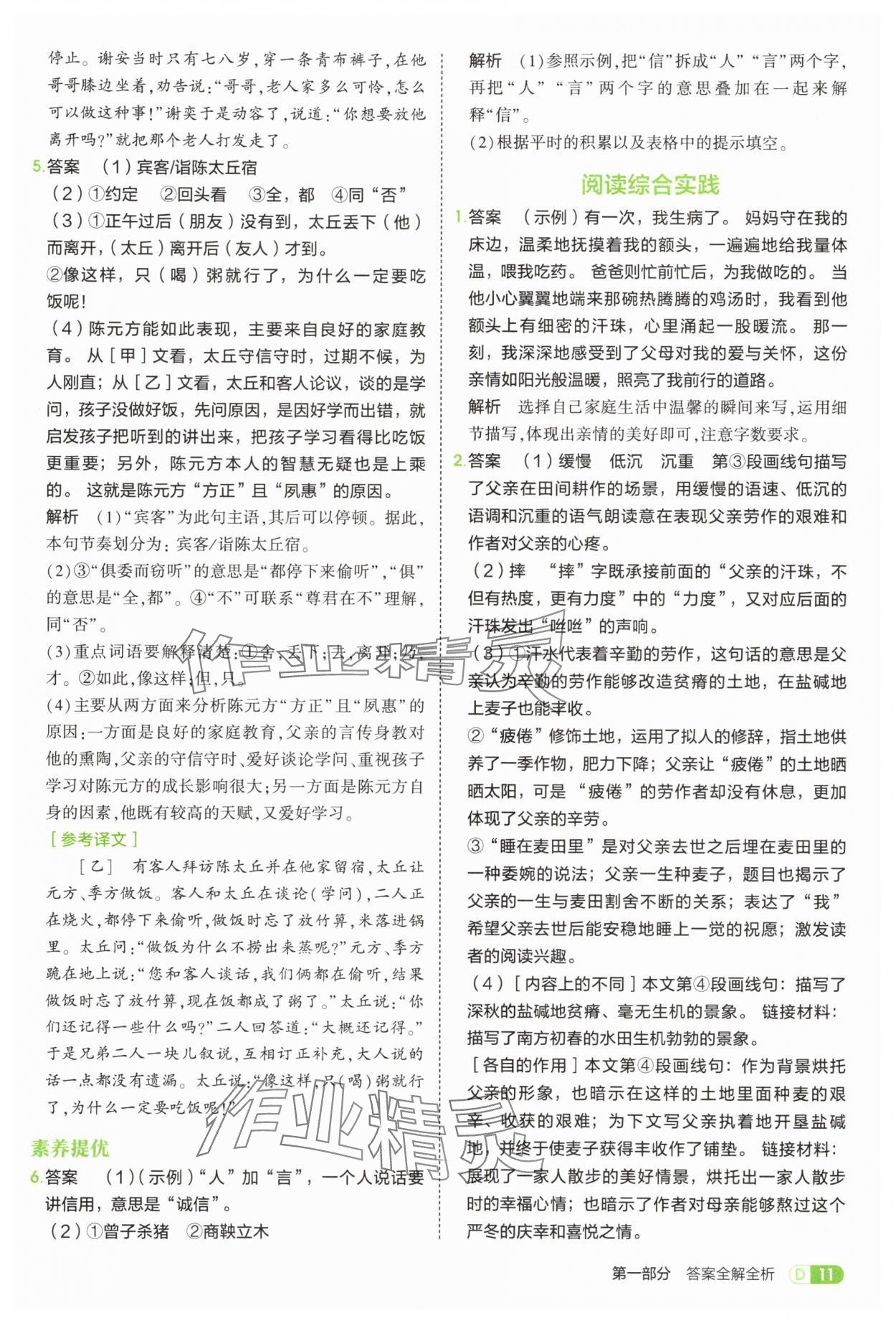 2025年5年中考3年模擬七年級(jí)語(yǔ)文上冊(cè)人教版 第11頁(yè)