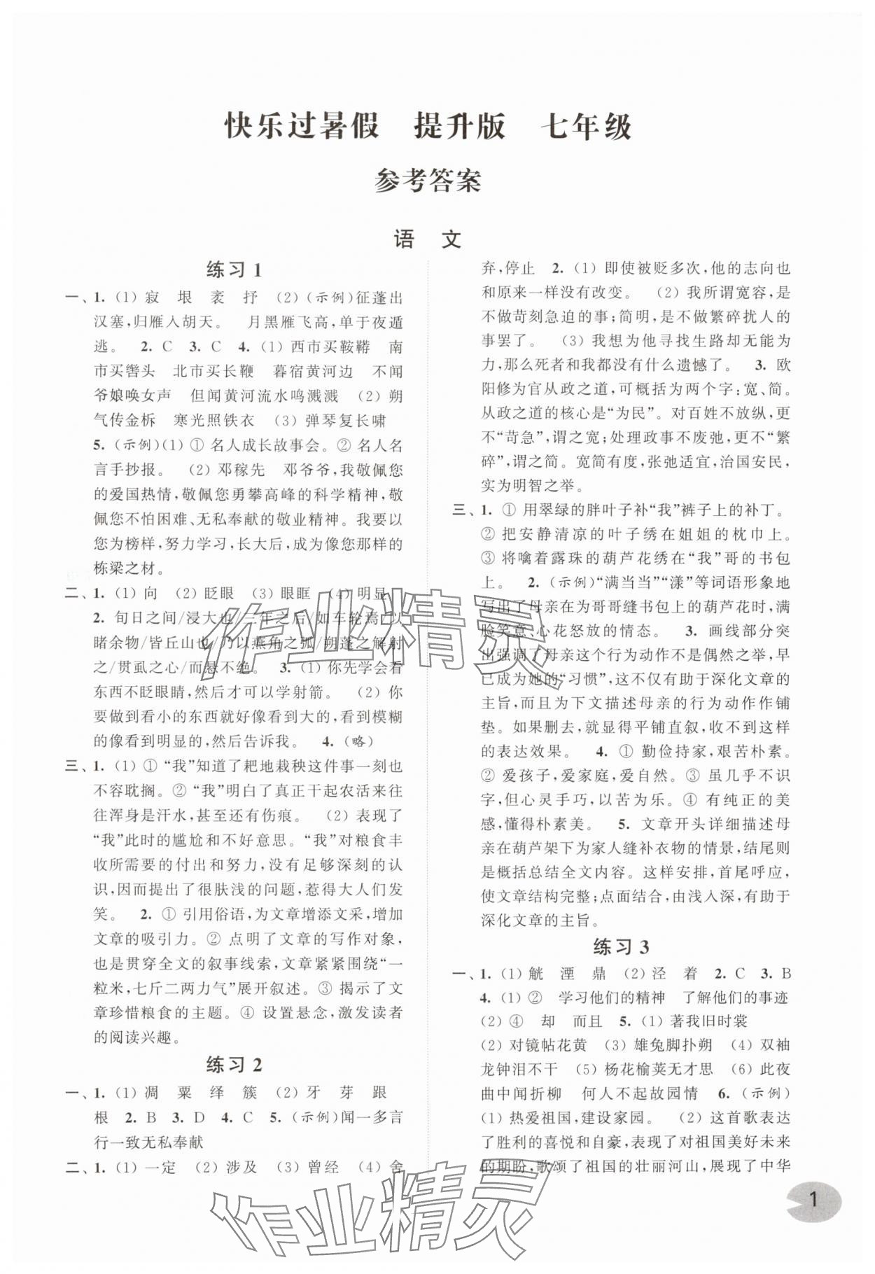 2024年快樂過暑假江蘇鳳凰科學(xué)技術(shù)出版社七年級(jí)提升版 第1頁(yè)