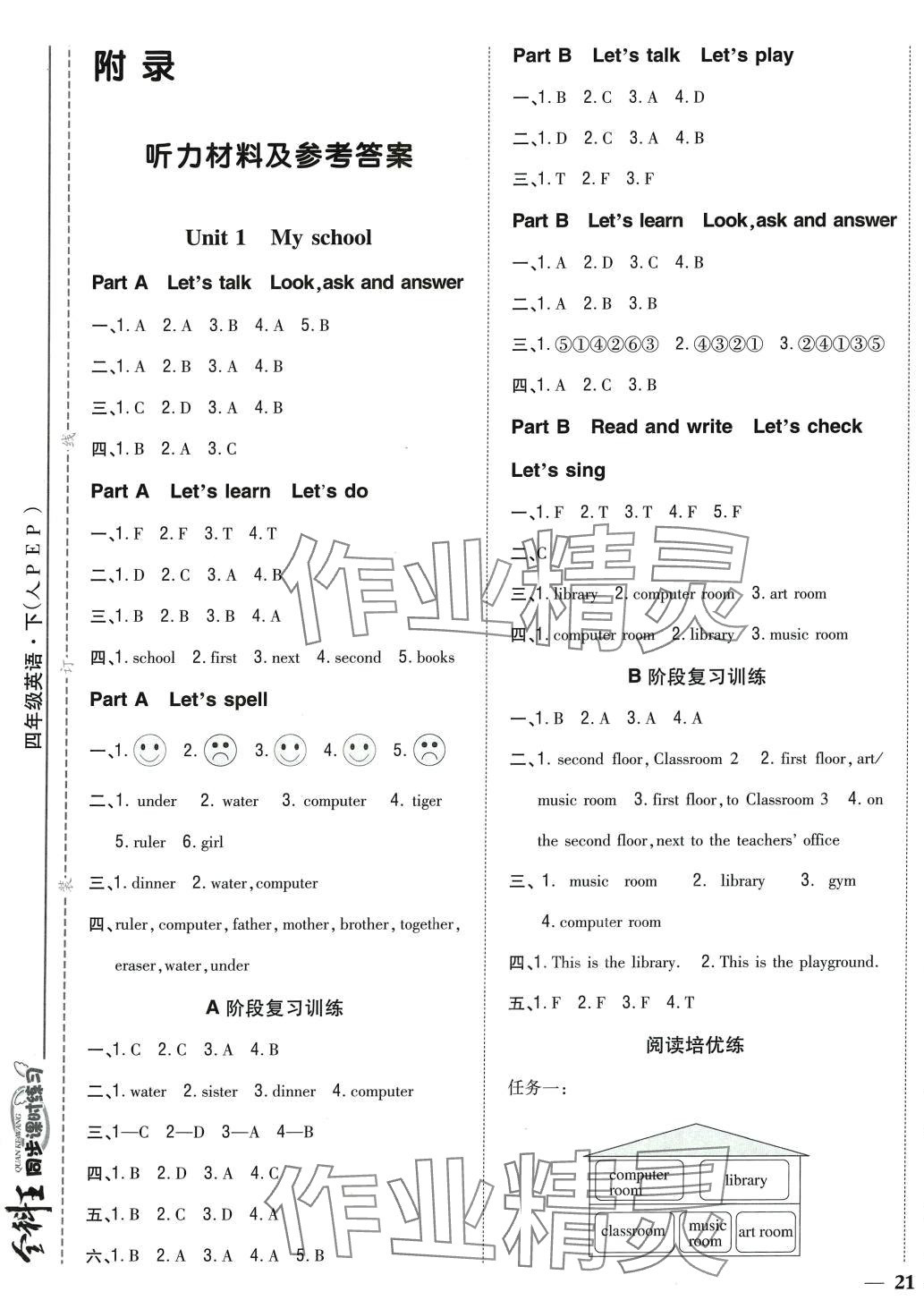 2024年全科王同步課時練習四年級英語下冊人教PEP版 第1頁