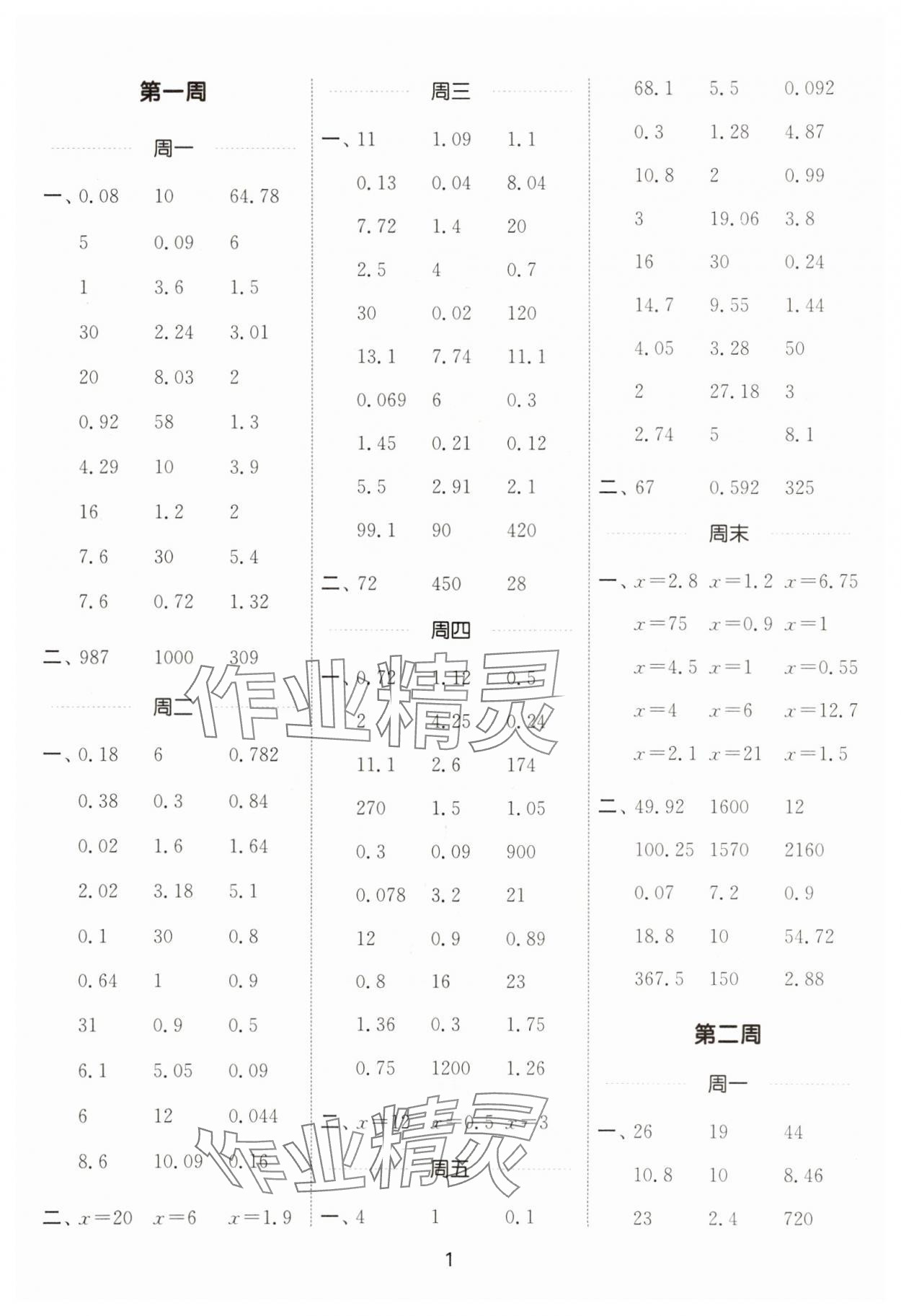 2025年通城学典计算能手五年级数学下册冀教版 第1页