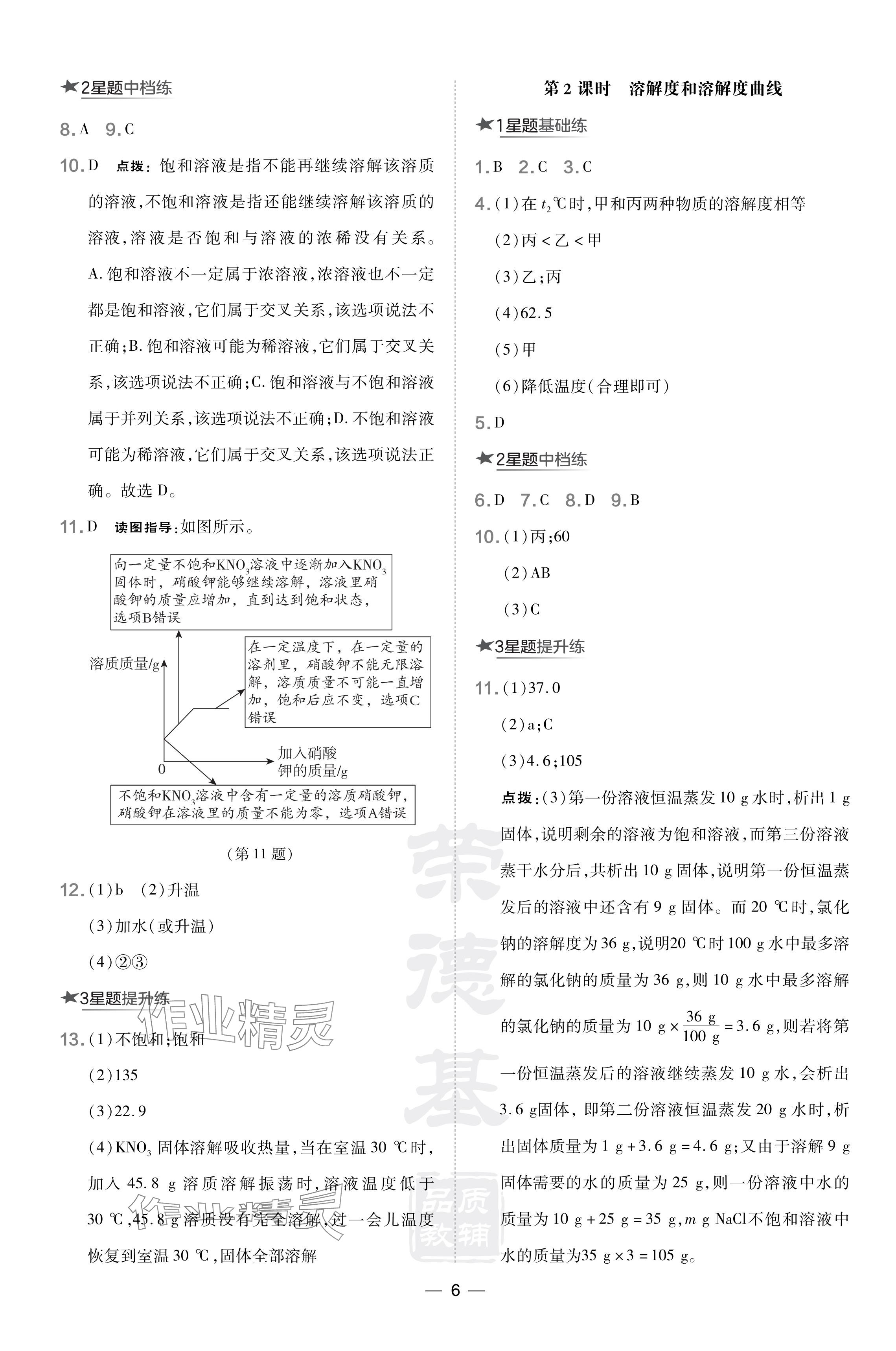 2024年點(diǎn)撥訓(xùn)練九年級(jí)化學(xué)下冊(cè)科粵版 參考答案第6頁(yè)