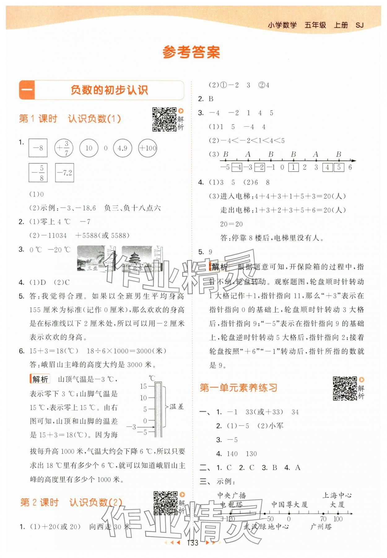 2024年53天天練五年級數學上冊蘇教版 參考答案第1頁