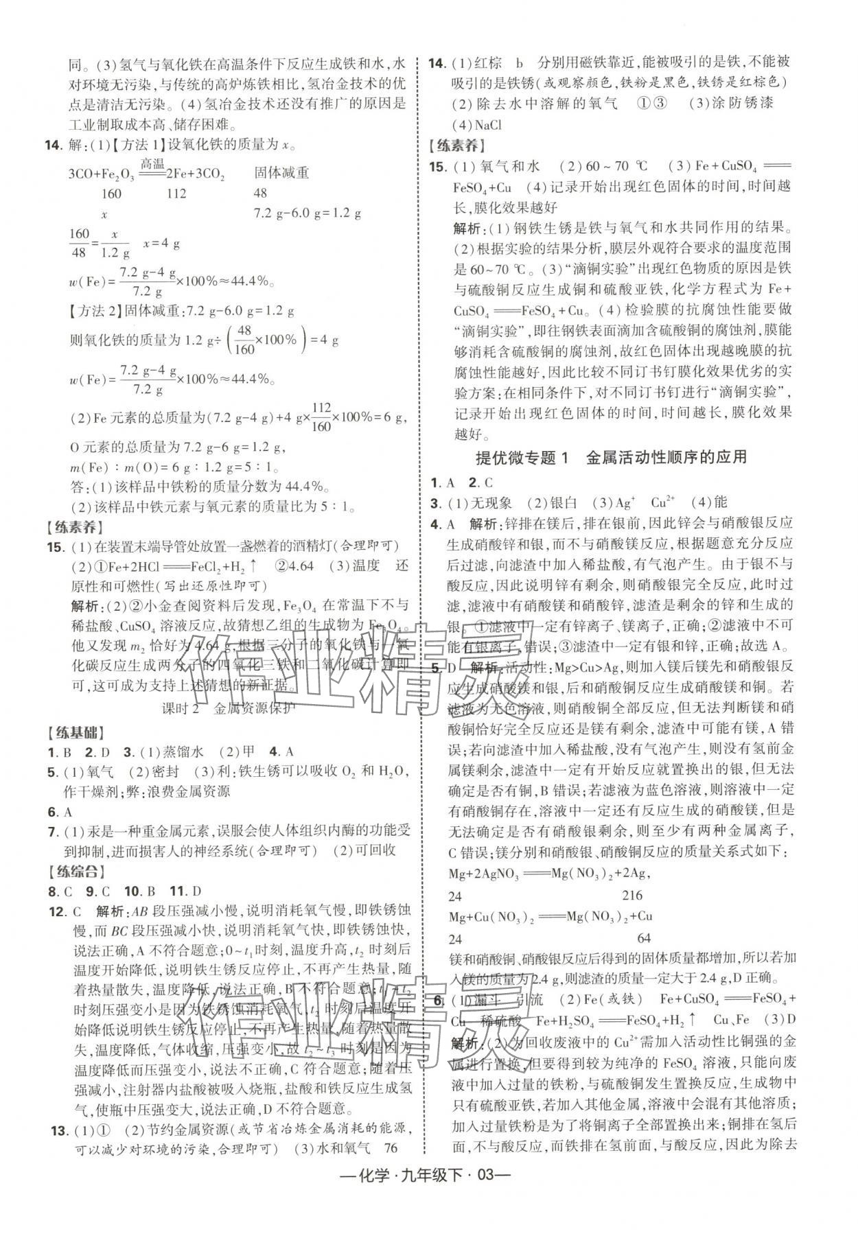 2025年經(jīng)綸學(xué)典課時作業(yè)九年級化學(xué)下冊人教版 第3頁