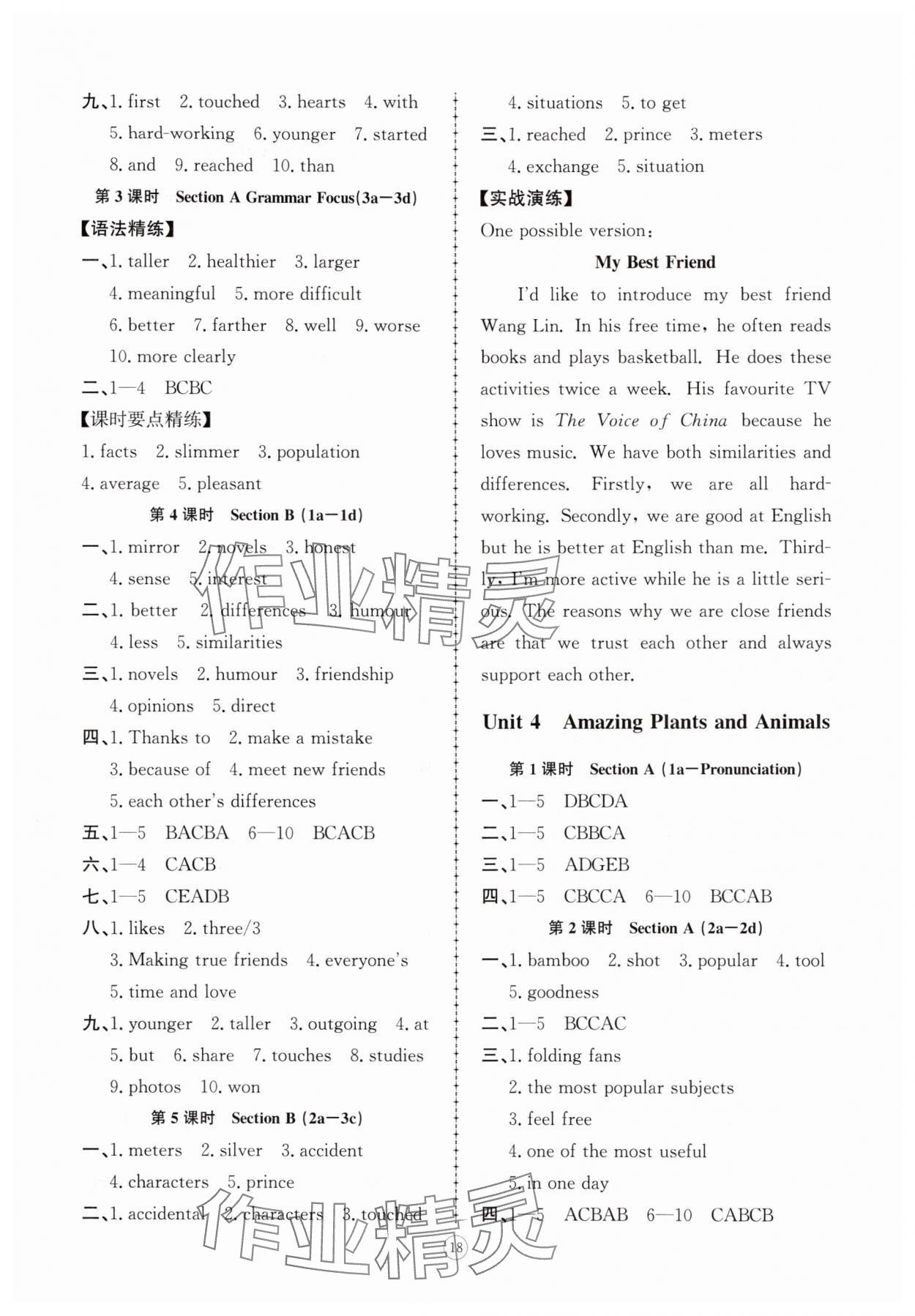 2025年同步練習(xí)冊(cè)智慧拓展八年級(jí)英語(yǔ)上冊(cè)人教版菏澤專版&nbsp;參考答案第4頁(yè)