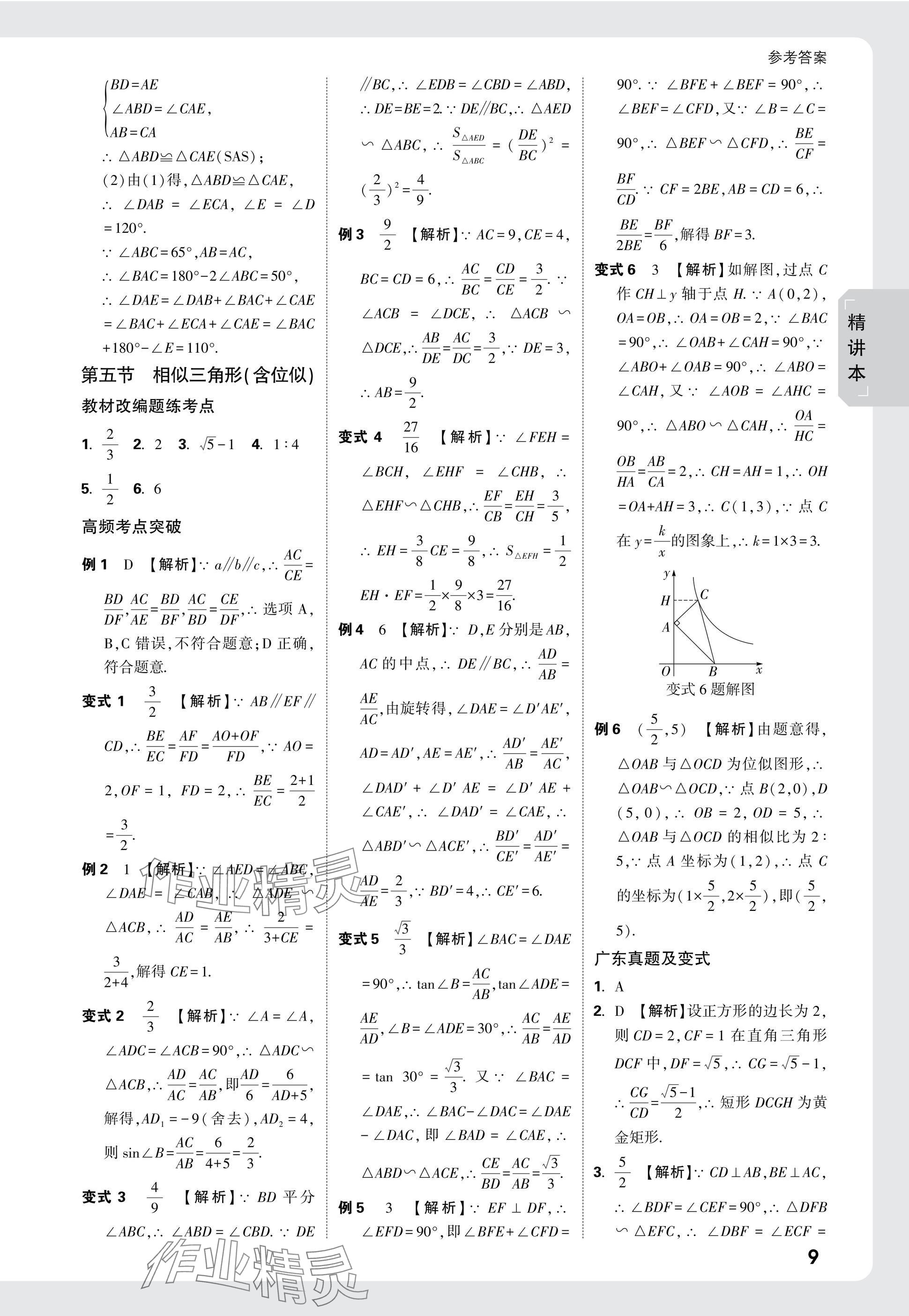 2025年萬唯中考試題研究數(shù)學廣東專版 參考答案第27頁