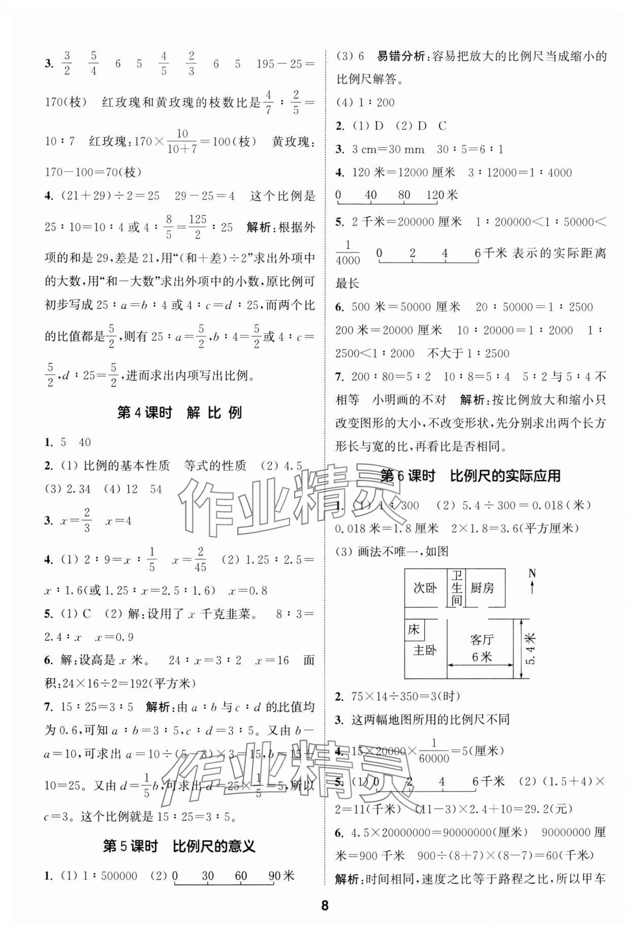 2025年通城學(xué)典課時作業(yè)本六年級數(shù)學(xué)下冊蘇教版 參考答案第8頁