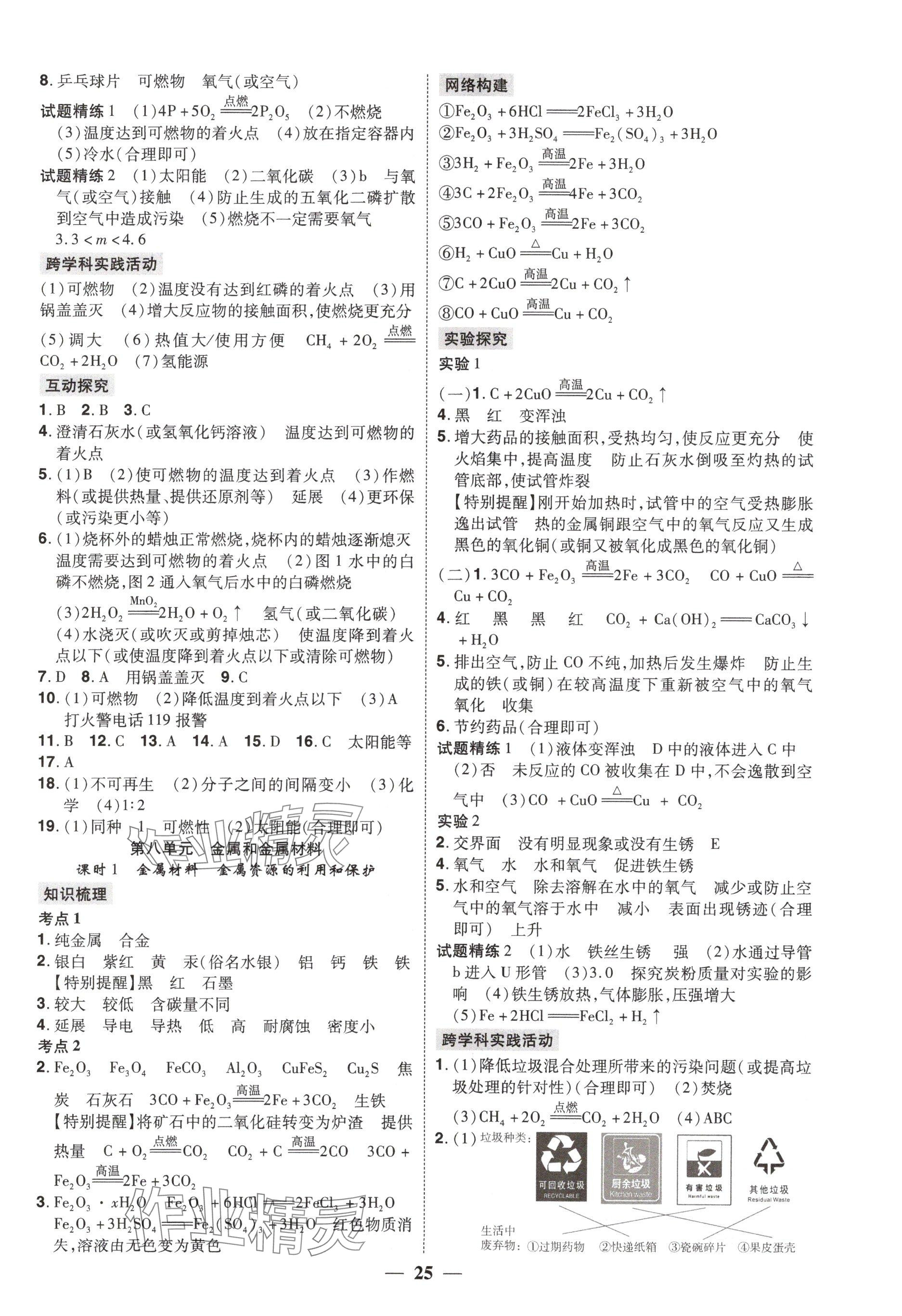 2025年贏在中考講練通化學(xué)江西專版 參考答案第5頁
