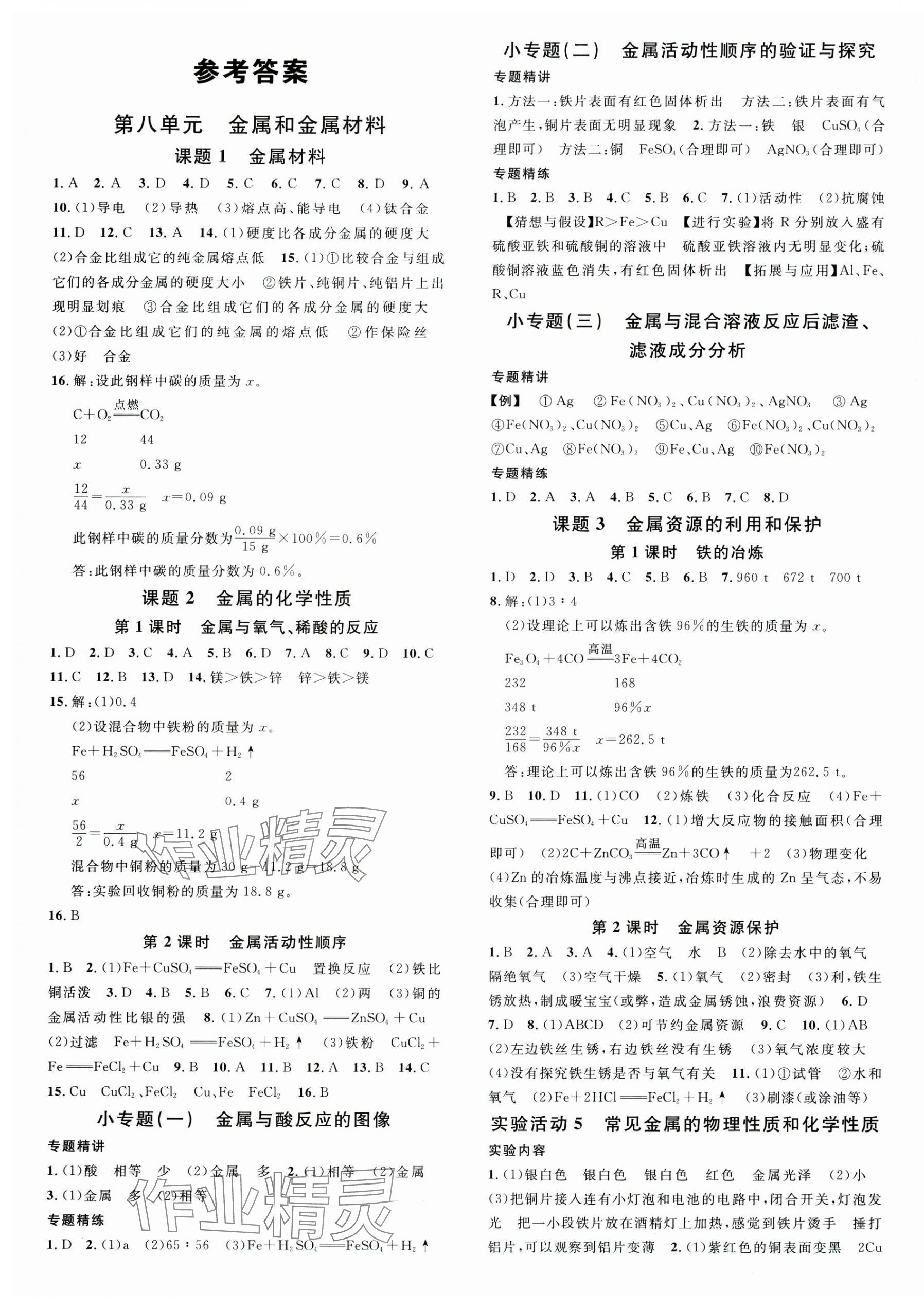 2025年名校課堂九年級化學下冊人教版1河北專版 第1頁